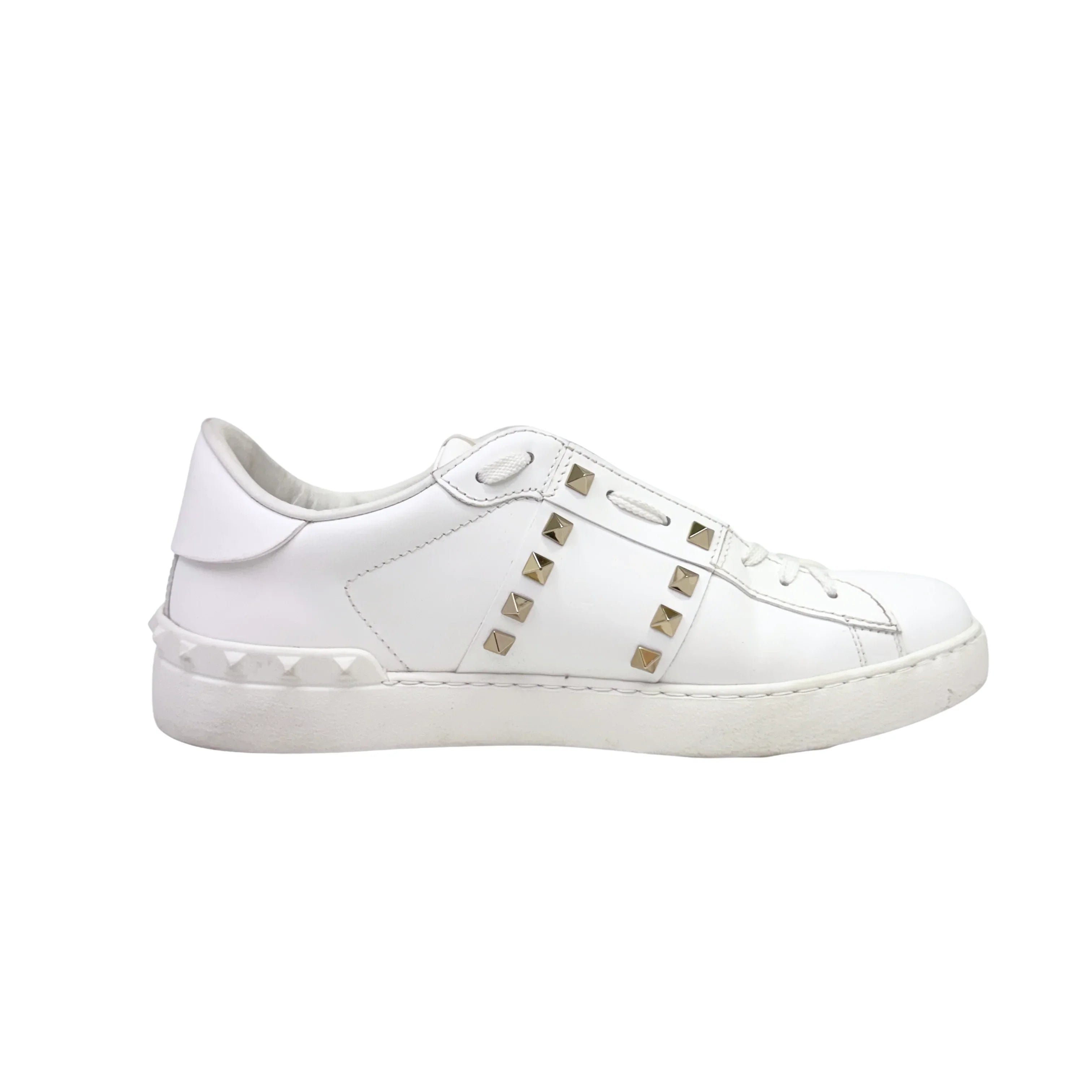 White Valentino RockStud Sneakers Women's 8 US - Lost Designer