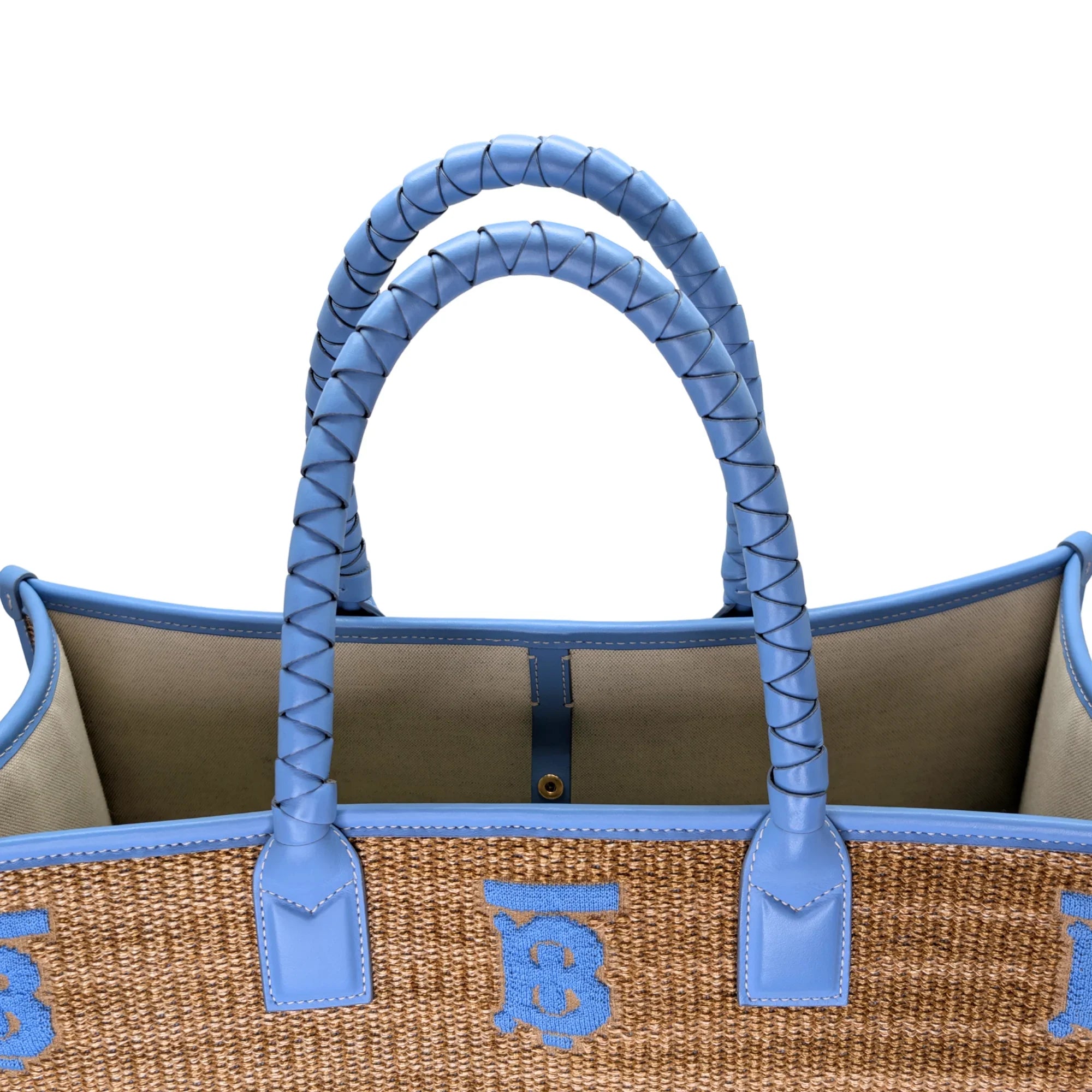 Burberry Freya Tb Line Monogram Tote Bag Beige - Lost Designer