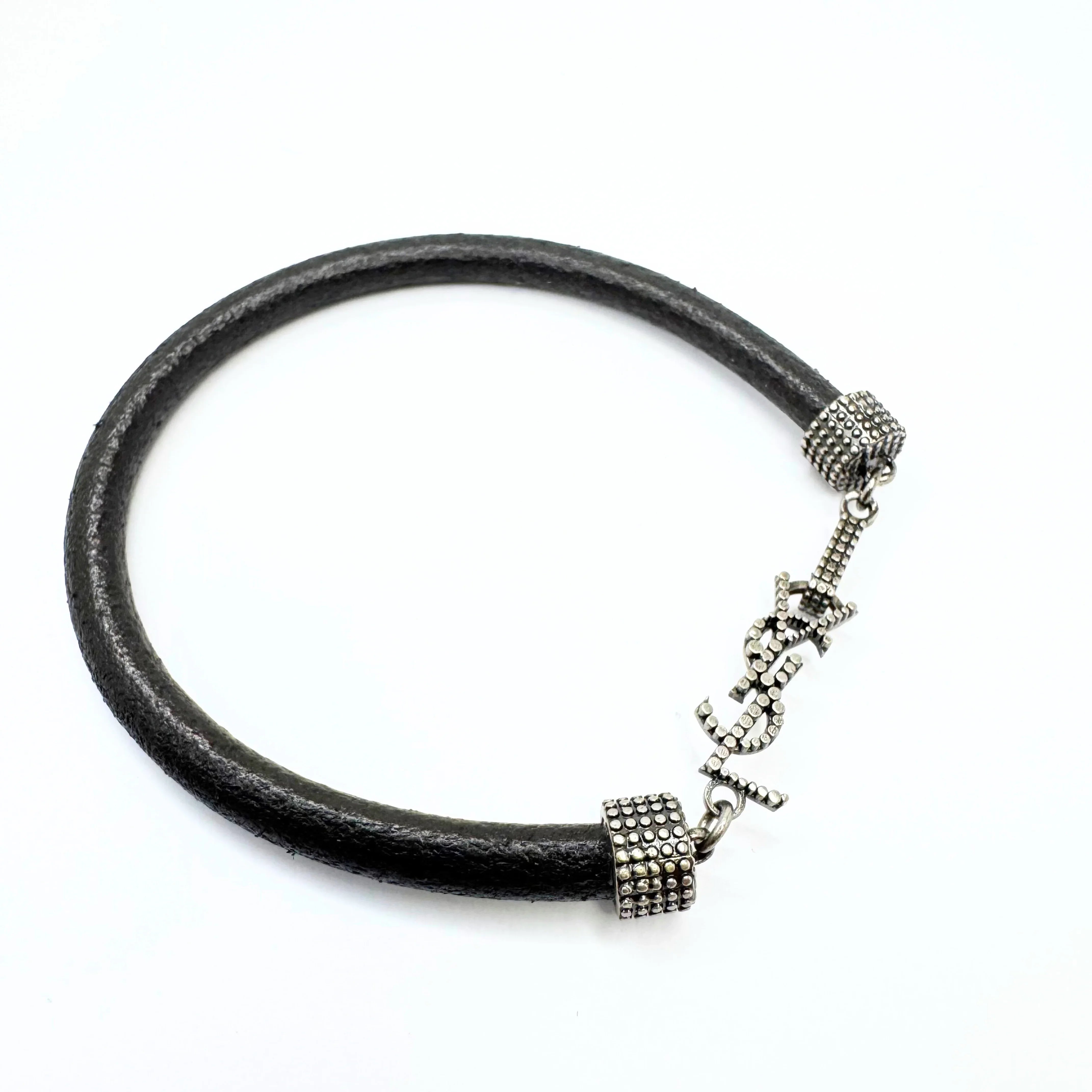 Yves Saint Laurent YSL Textured Leather Bracelet