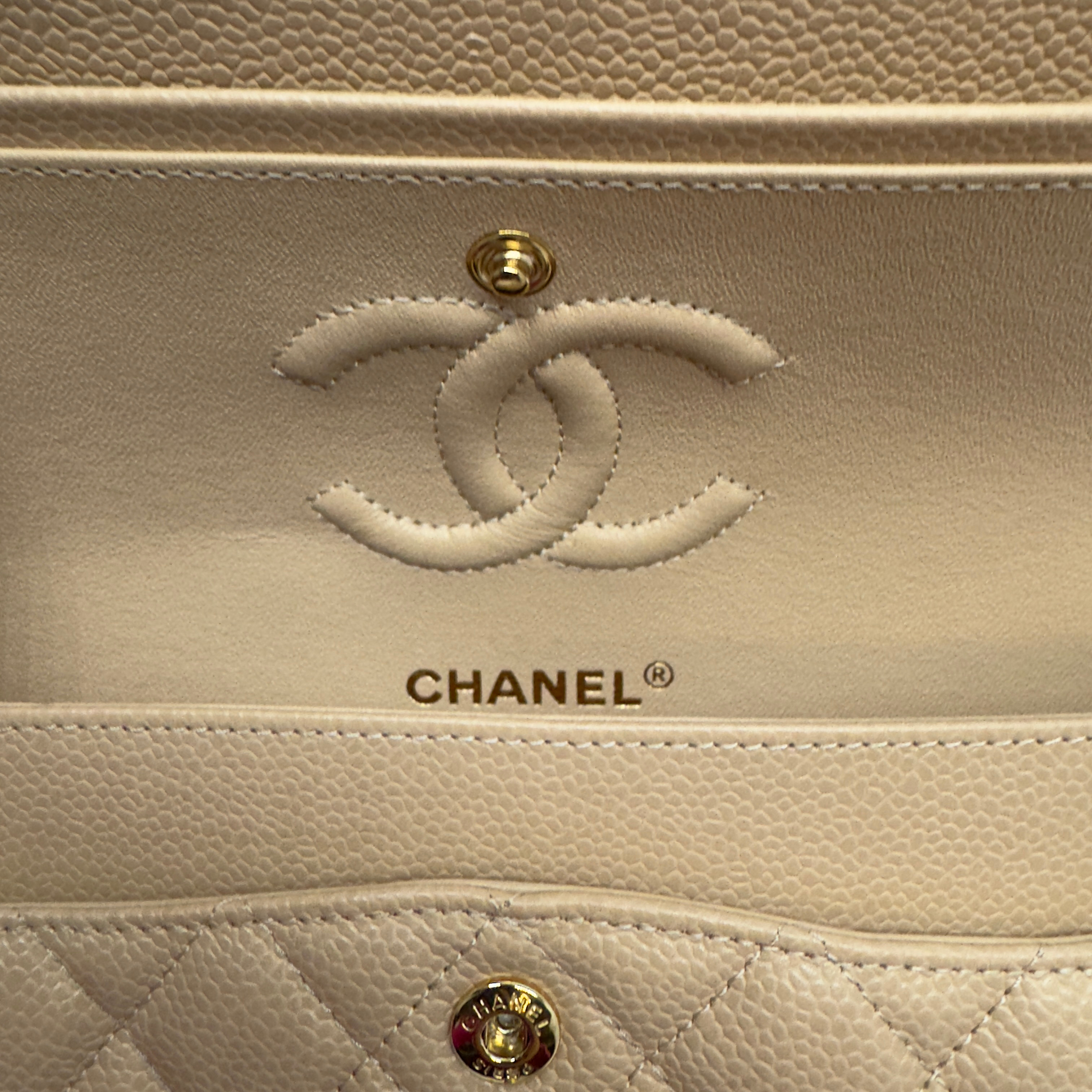 Chanel Classic Flap Caviar 2022 Shoulder Bag Beige