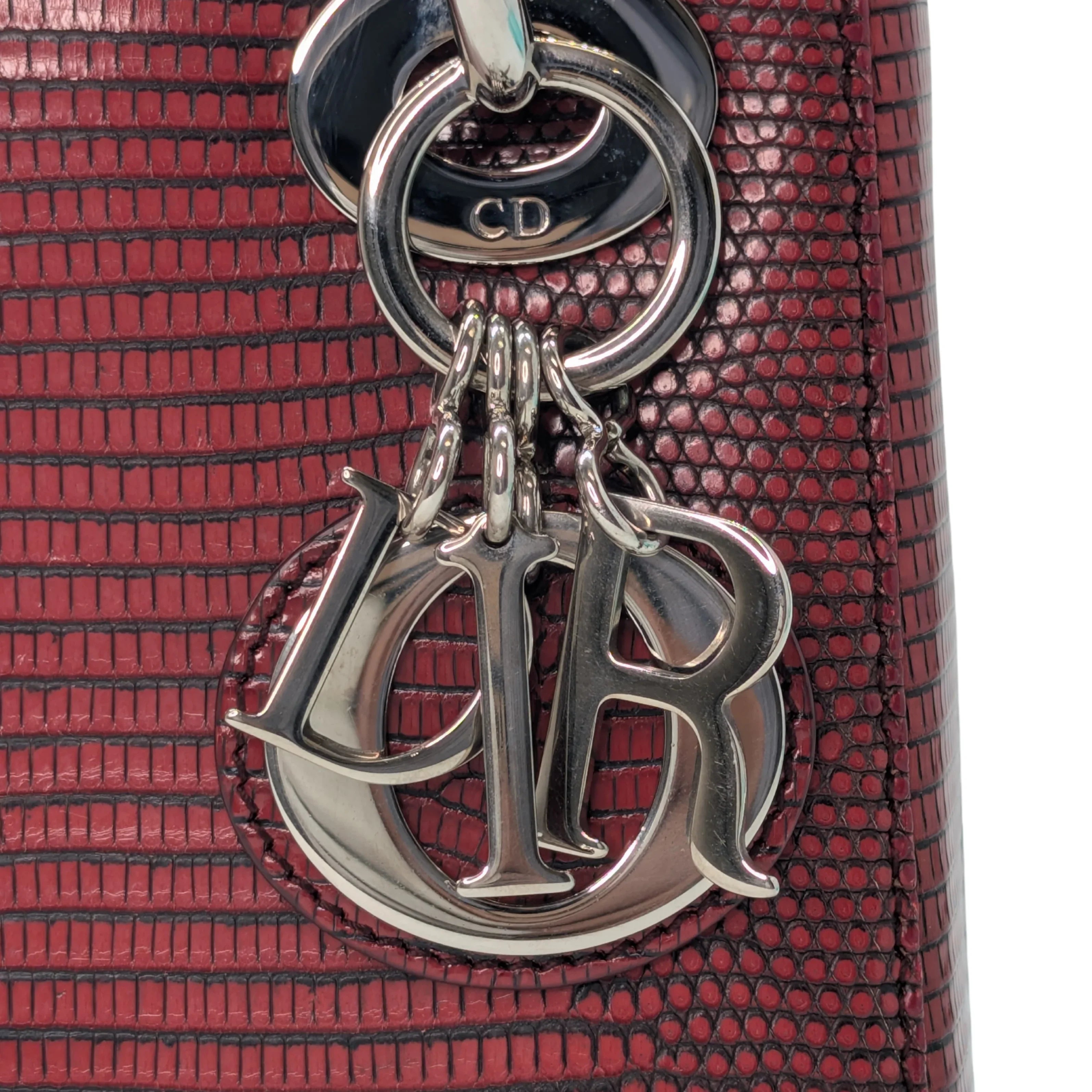 Christian Dior Mini Lady Dior Lizard Burgundy - Lost Designer