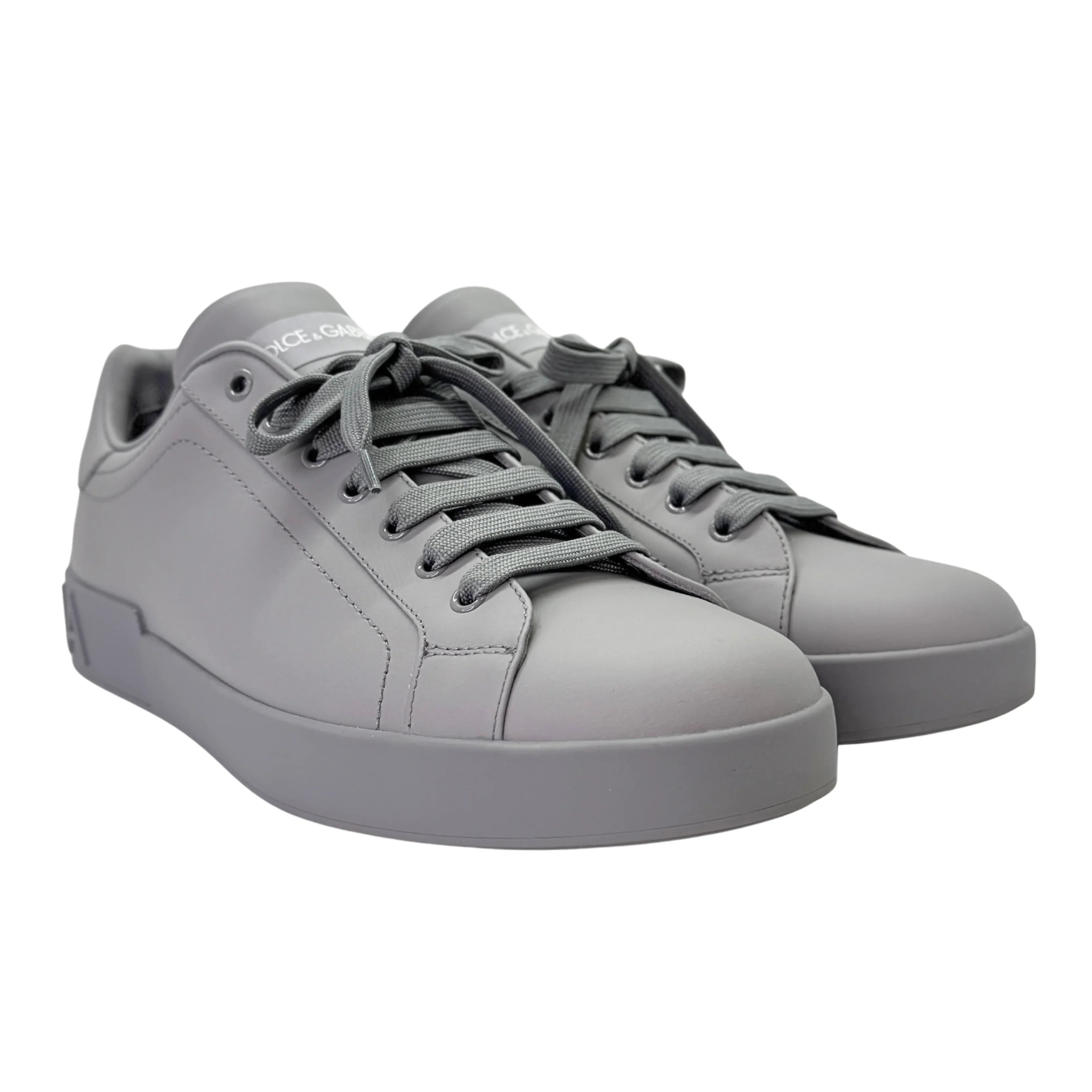 Dolce & Gabbana Men's Portofino Sneakers Leather Grey - Lost Designer