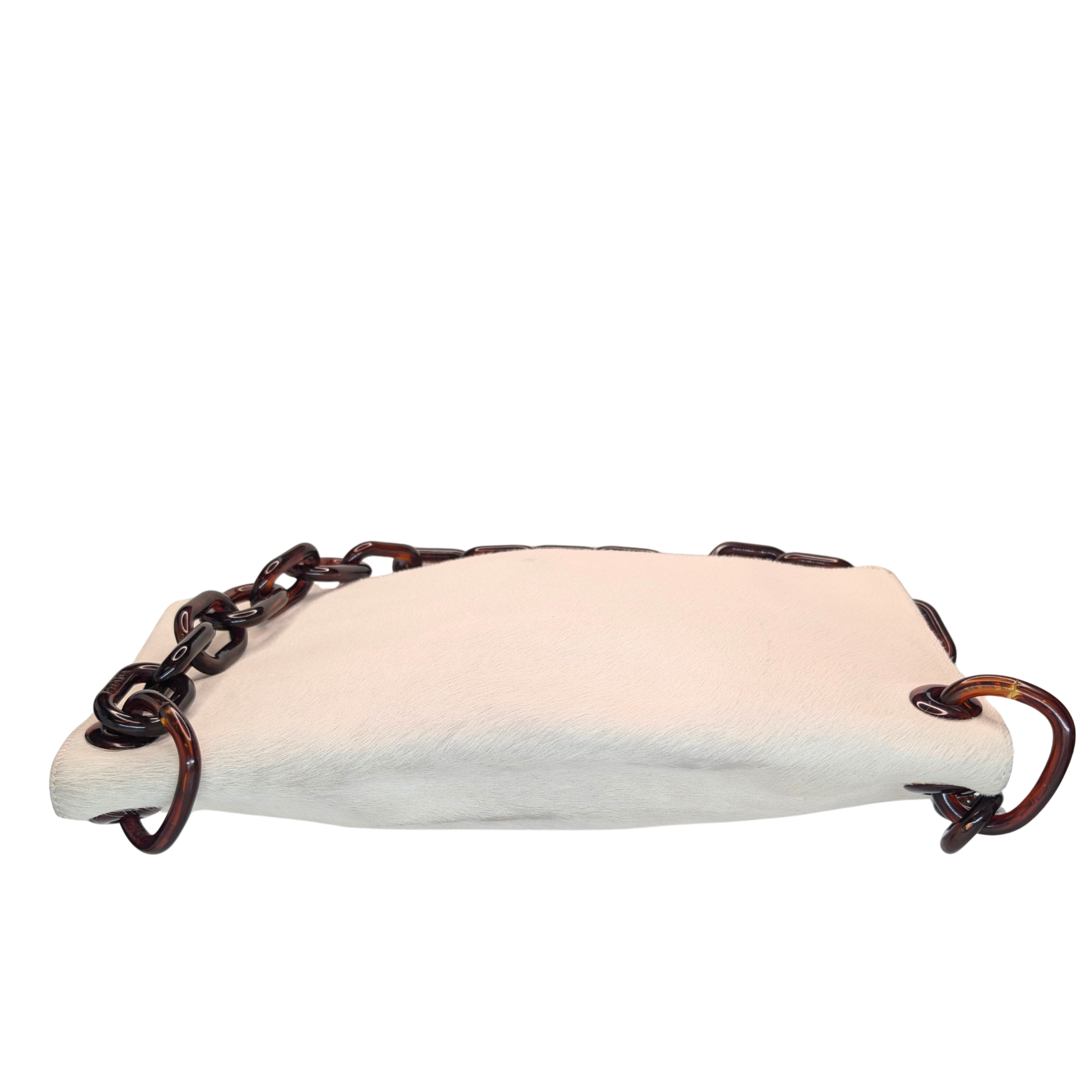 Prada Vintage Calfhair Shoulder Bag White