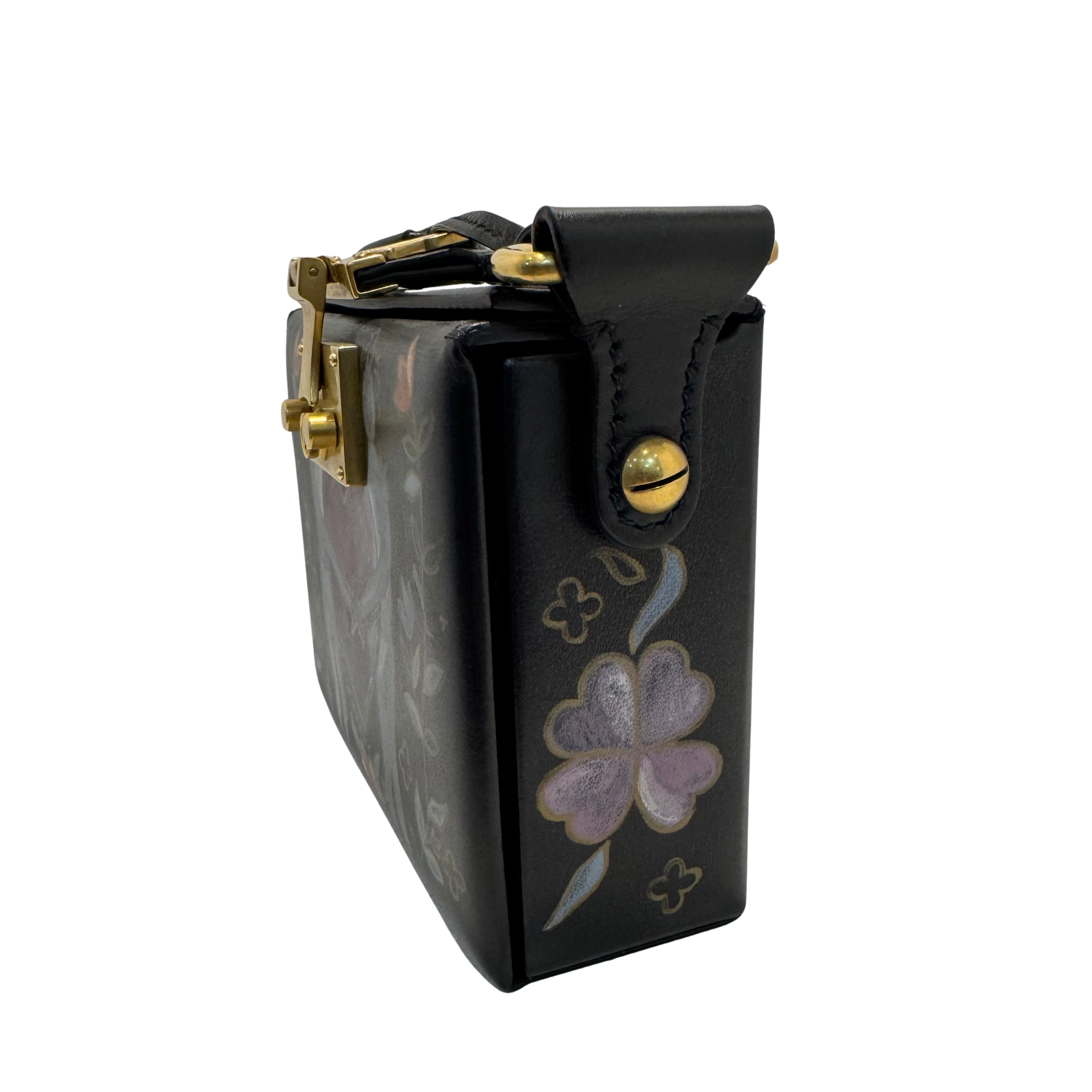 Dior Lockbox Zodiac Shoulder Bag Leather Black
