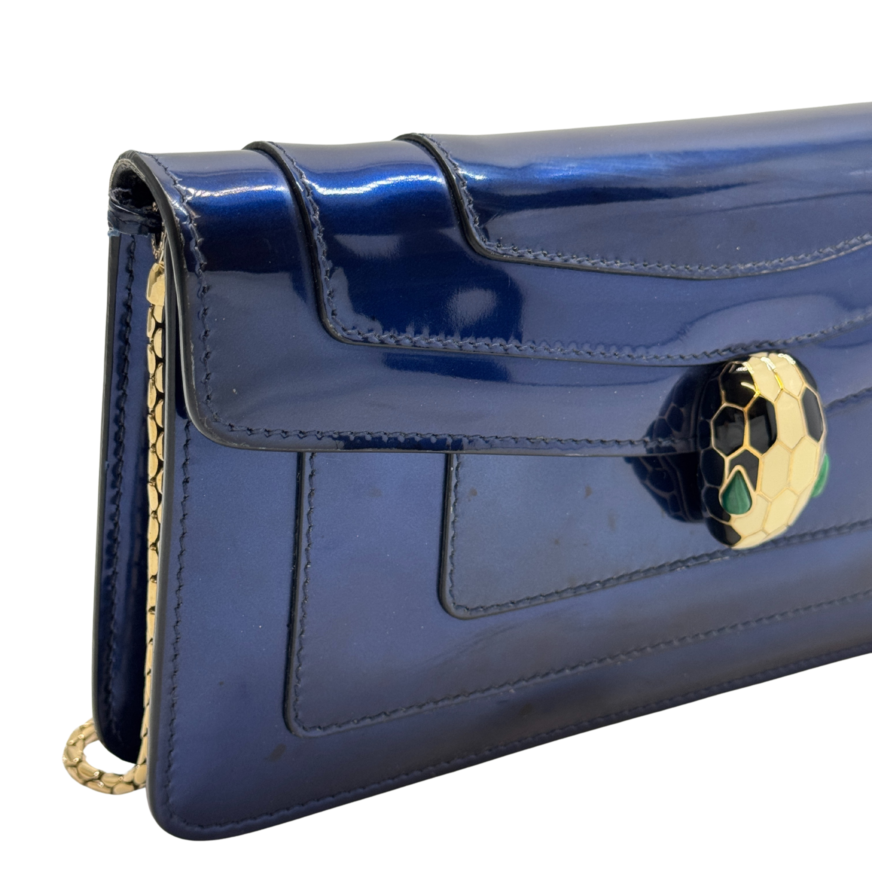 Bvlgari Serpenti Forever Chain Crossbody Bag Navy Blue