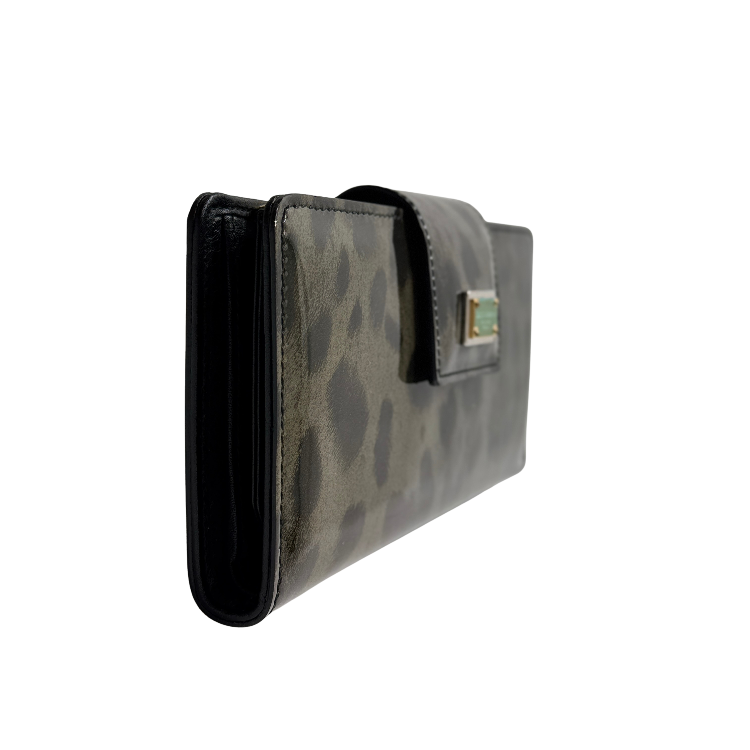 Dolce & Gabbana Leopard Print Leather Wallet Khaki
