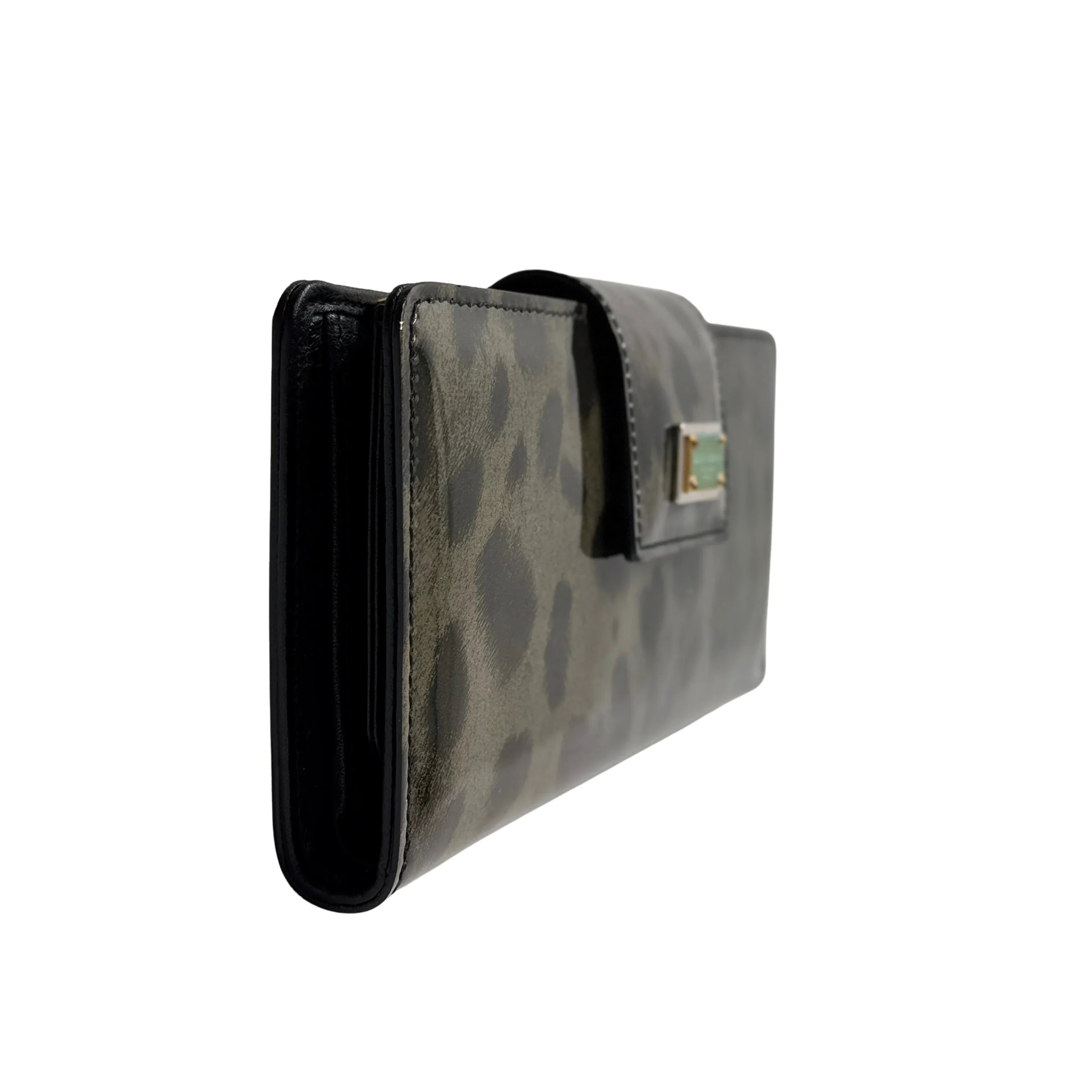 Dolce & Gabbana Leopard Print Leather Wallet Khaki - Lost Designer