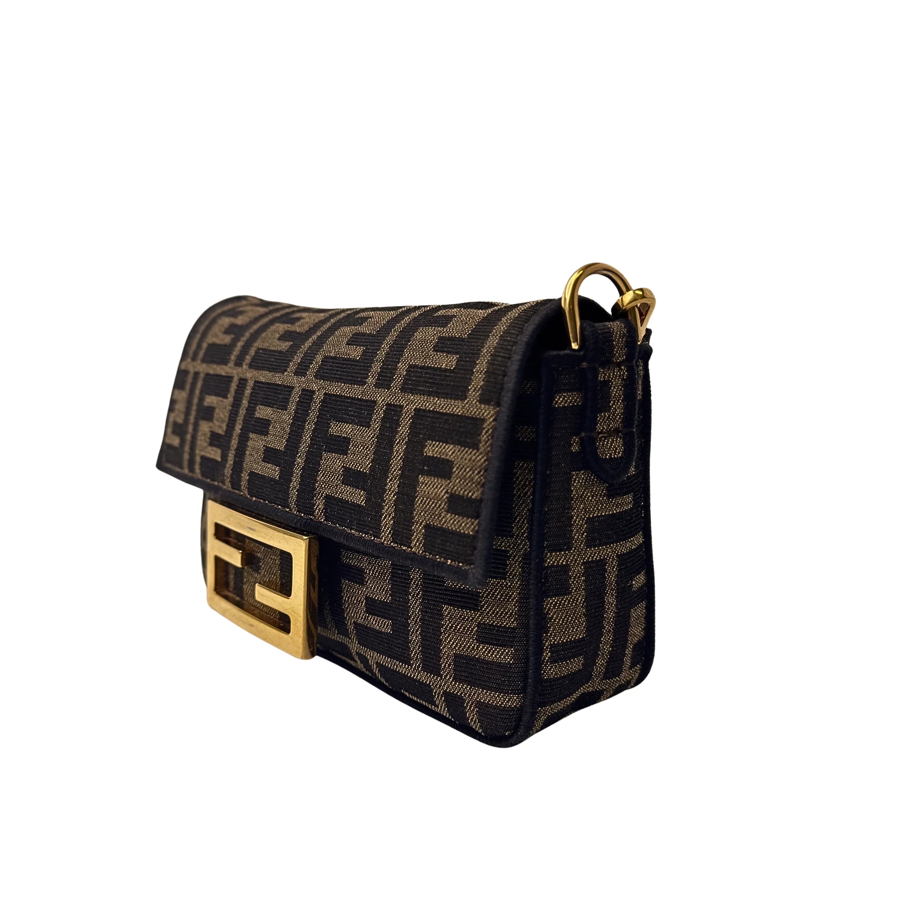 Fendi Jacquard FF Baguette Bag Canvas Brown - Lost Designer