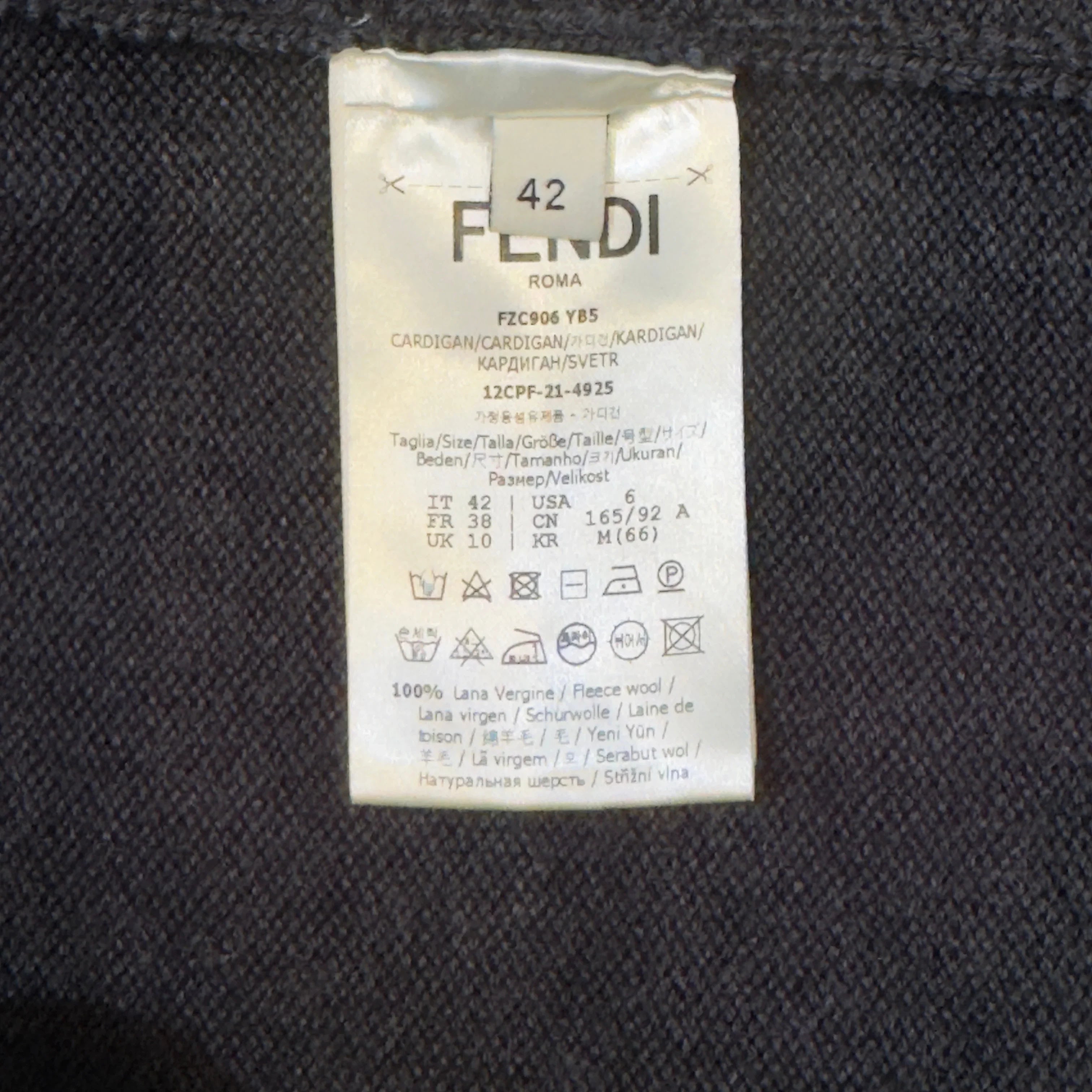 Fendi Roma Wool Cardigan Grey 42 - Lost Designer