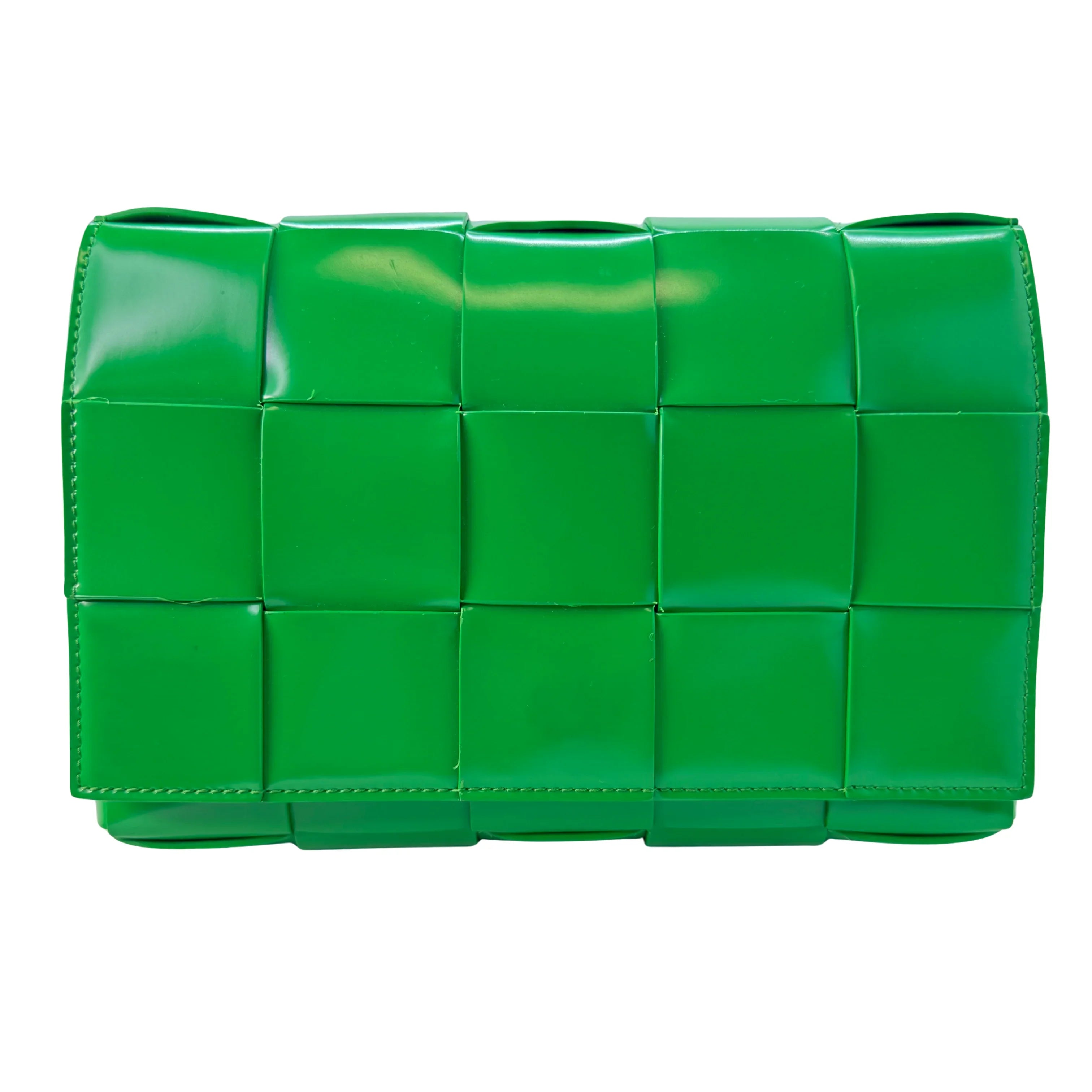 Bottega Veneta Patent Maxi Intrecciato Cassette Crossbody Bag Parakeet - Lost Designer