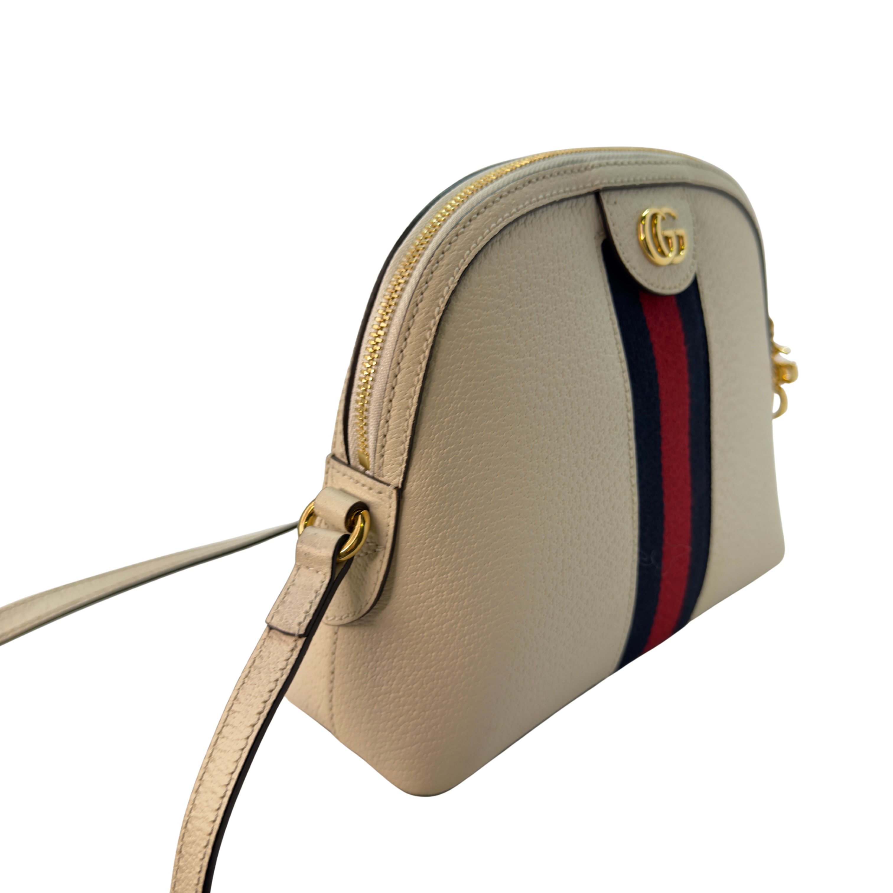 Gucci Textured Dollar Small Ophidia Dome Shoulder Bag Beige