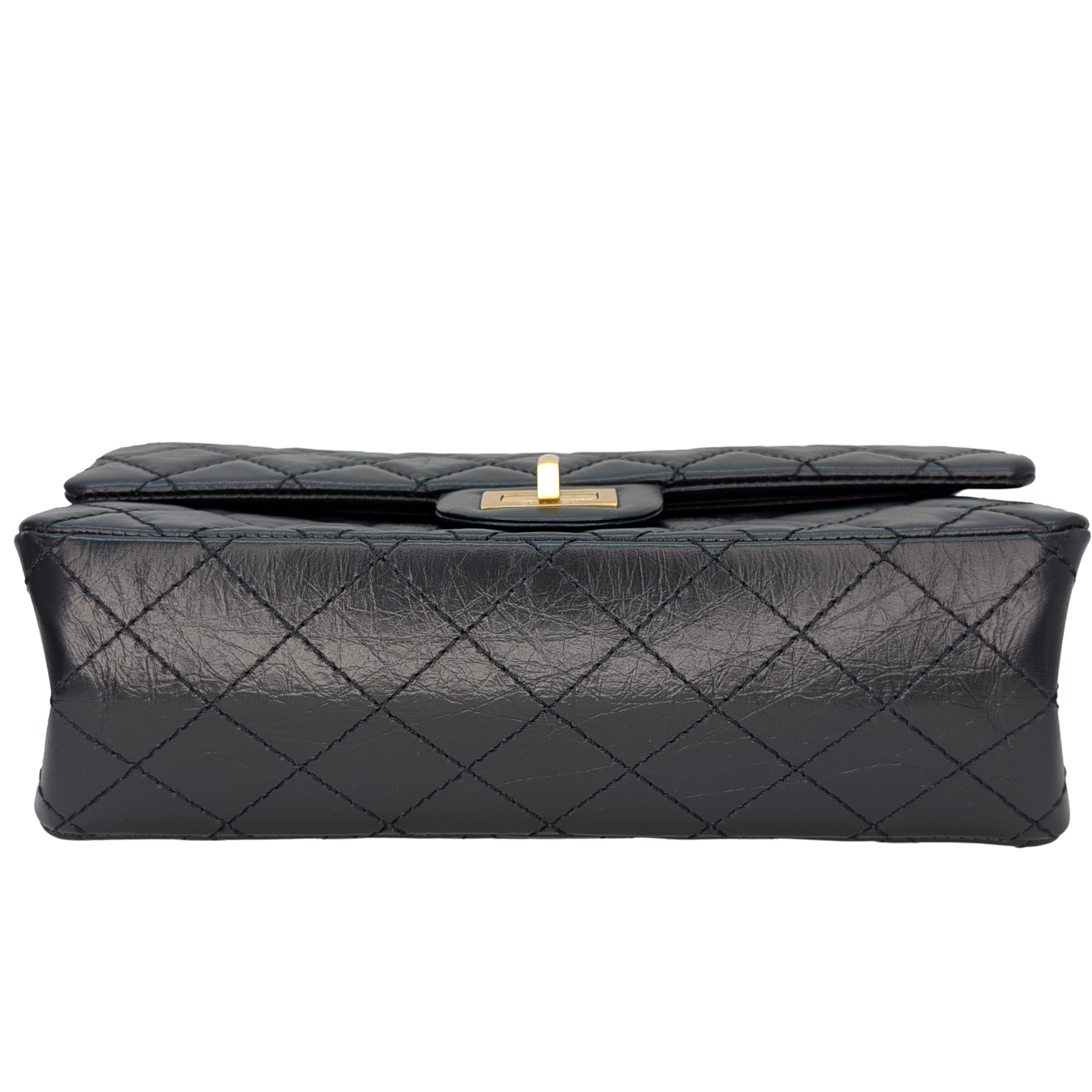 Chanel Black Distressed Calfskin 2.55 Reissue 225 Bag Black