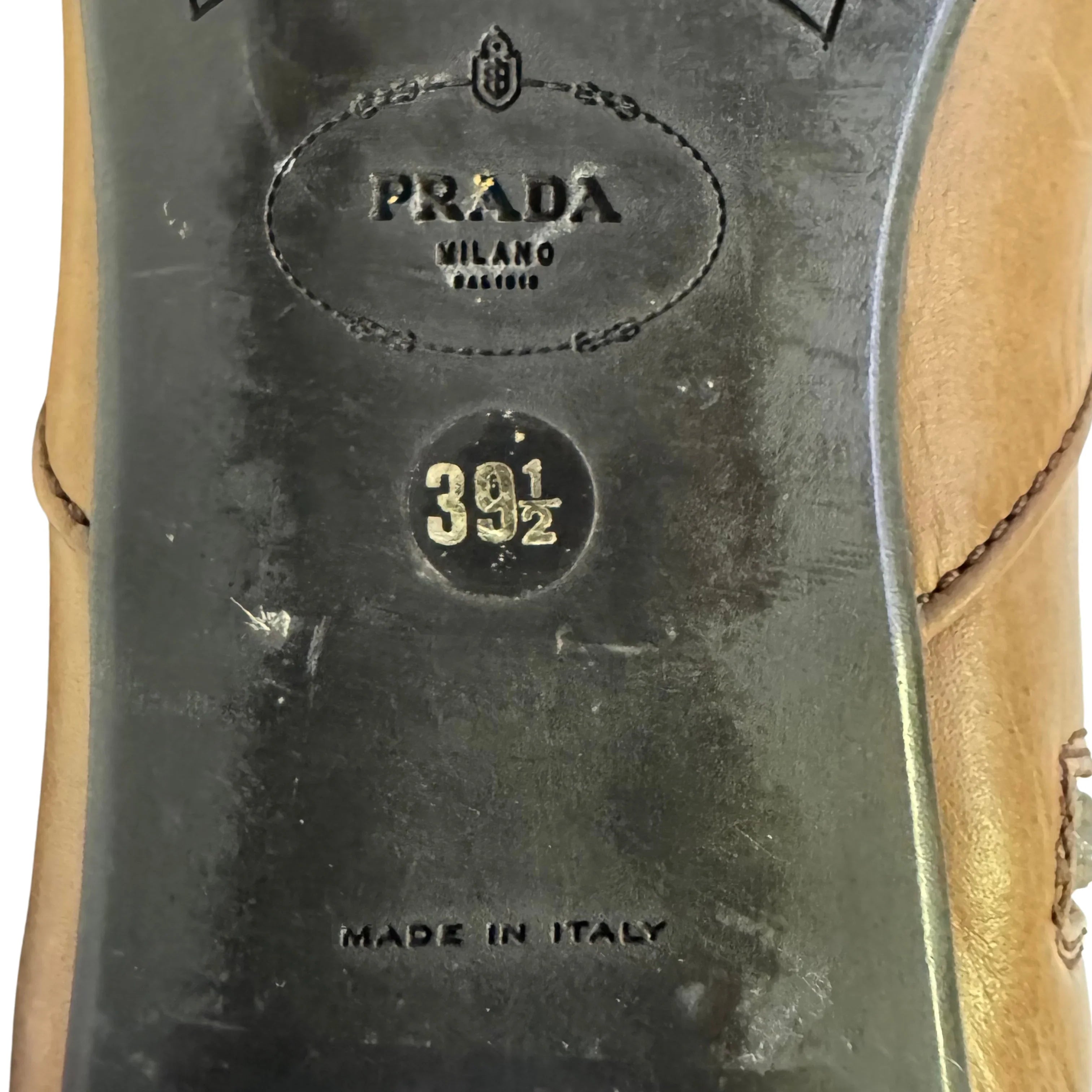 Prada Brown Leather Knee High Flat Boots Size 39