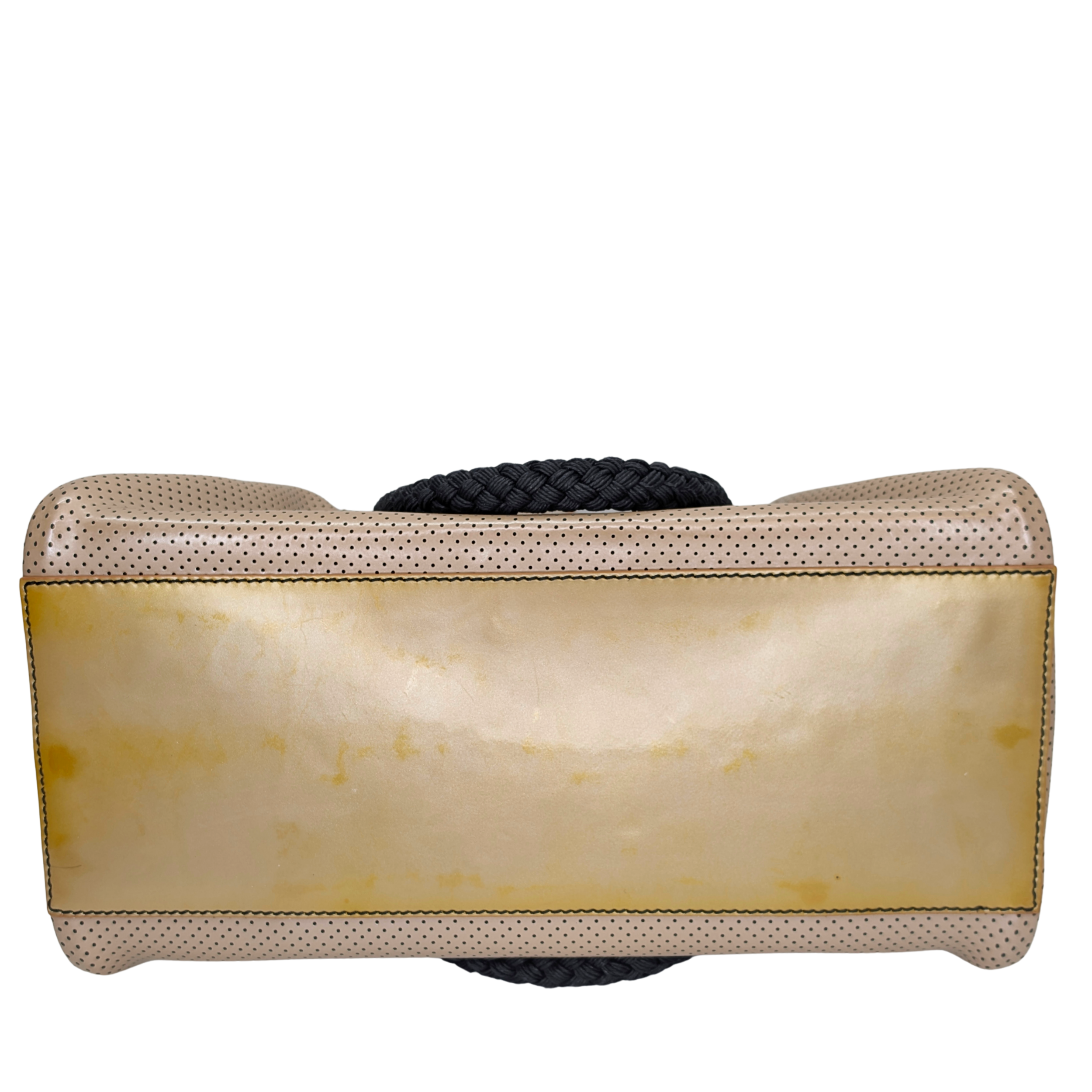 Fendi Perforated Patent Leather De Jour Tote Bag Gold