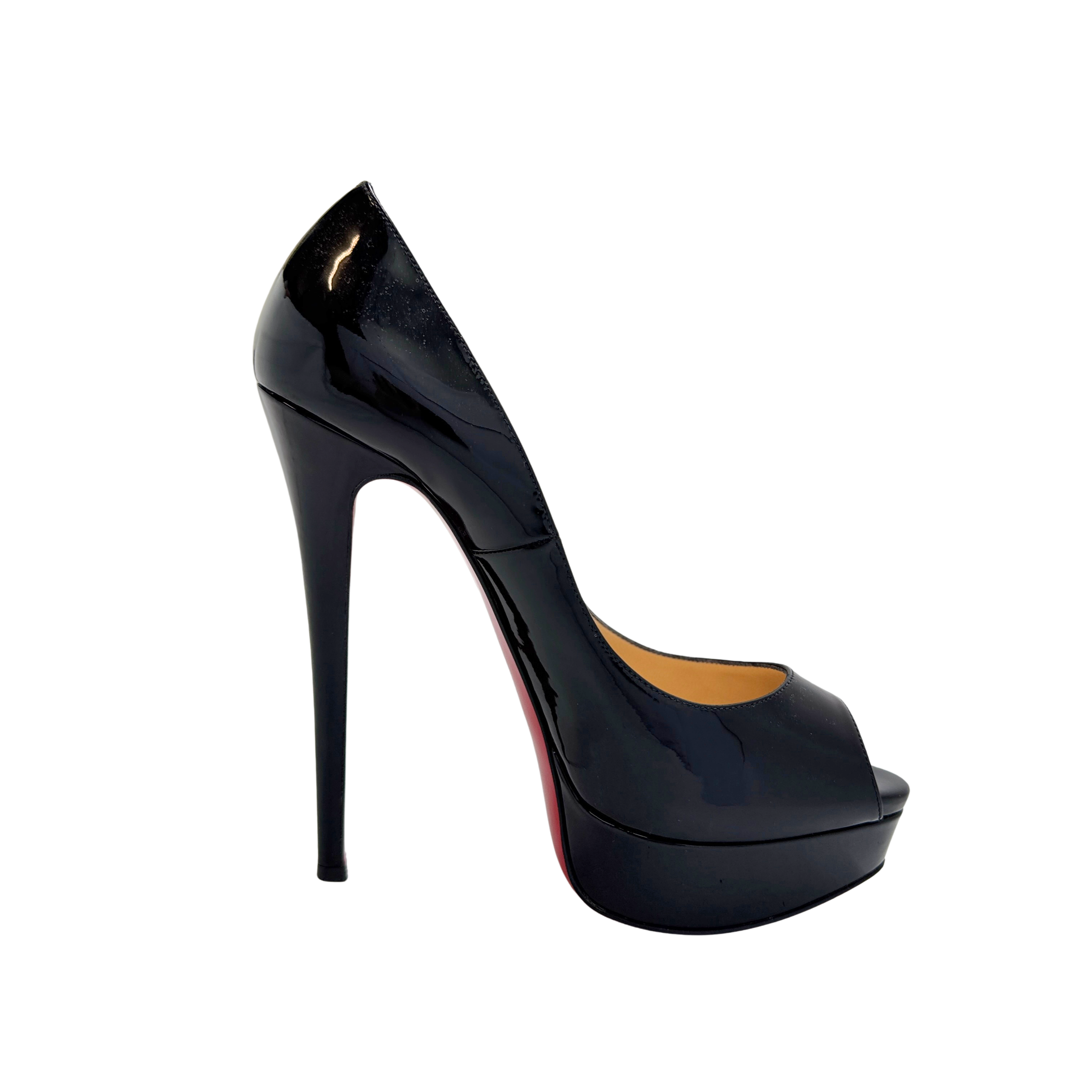 Christian Louboutin Lady Peep Red Bottom Pumps Black 38