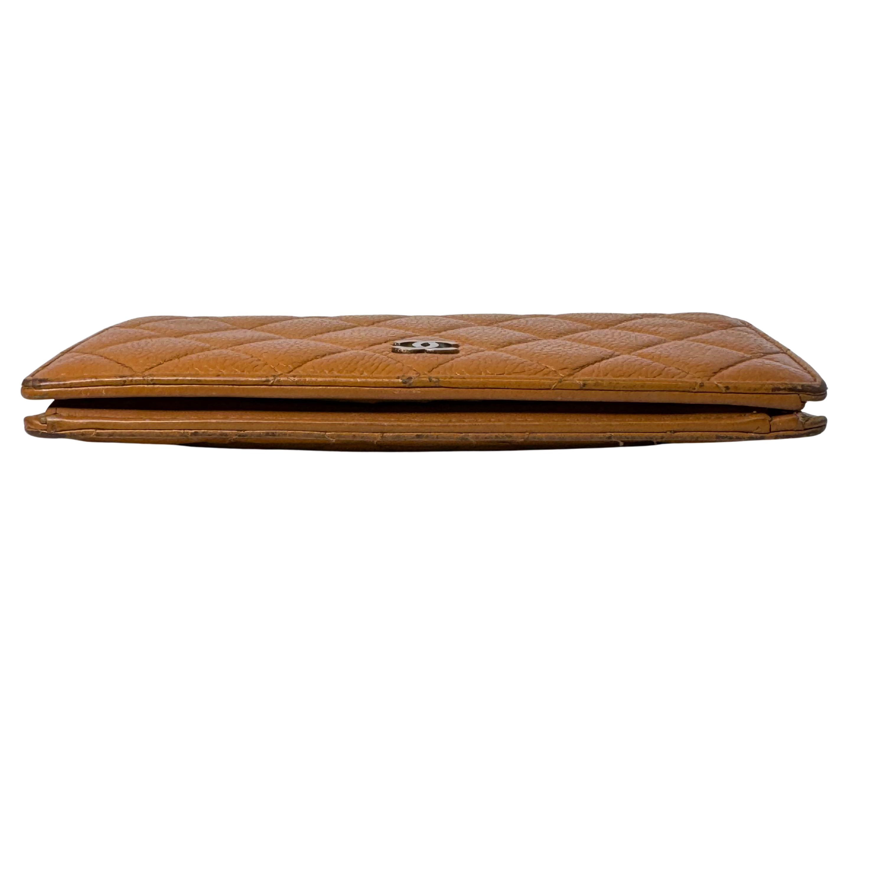 Chanel Grained Leather Wallet Brown