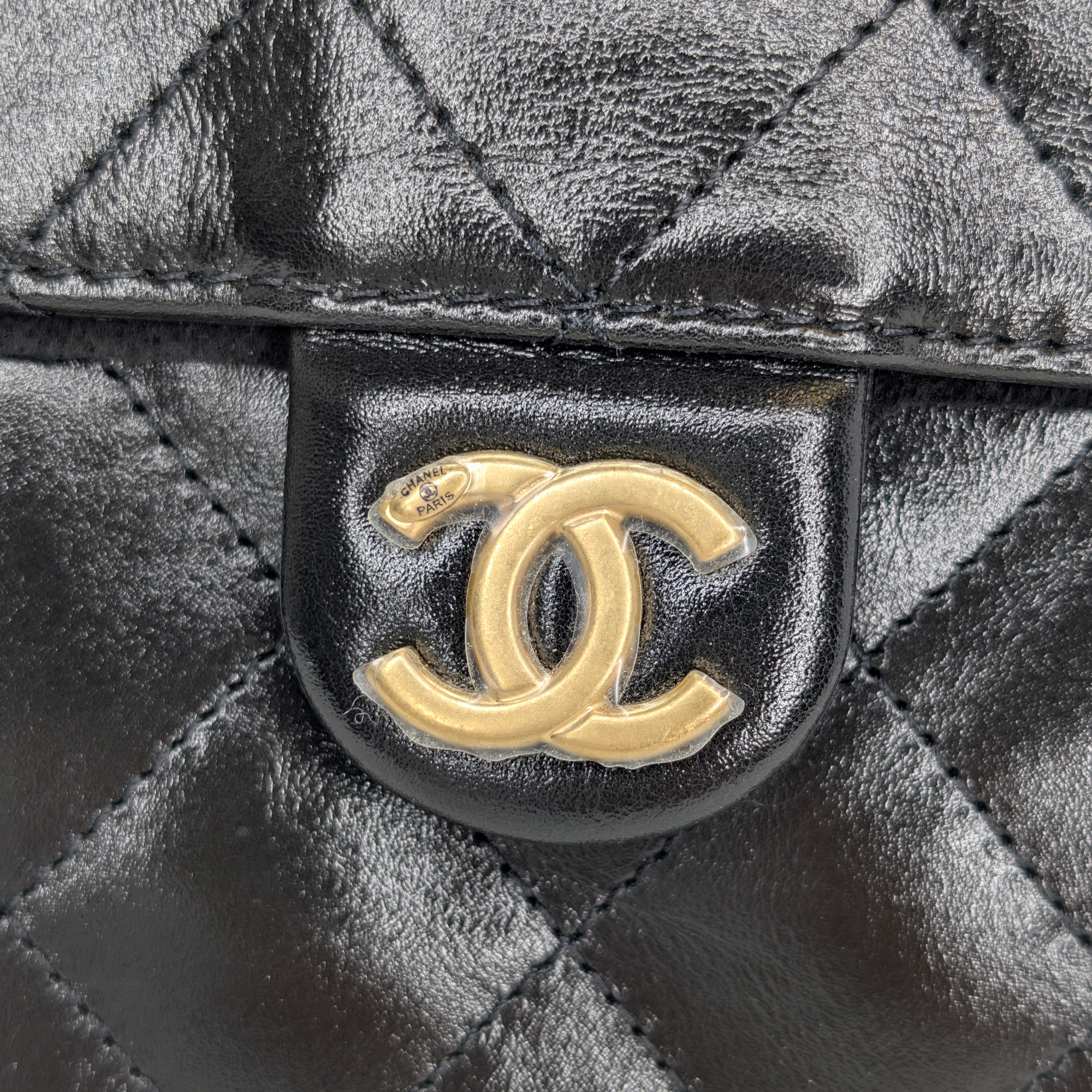 Chanel Small 25 Gold Tone Crumpled Calfskin Handbag Black