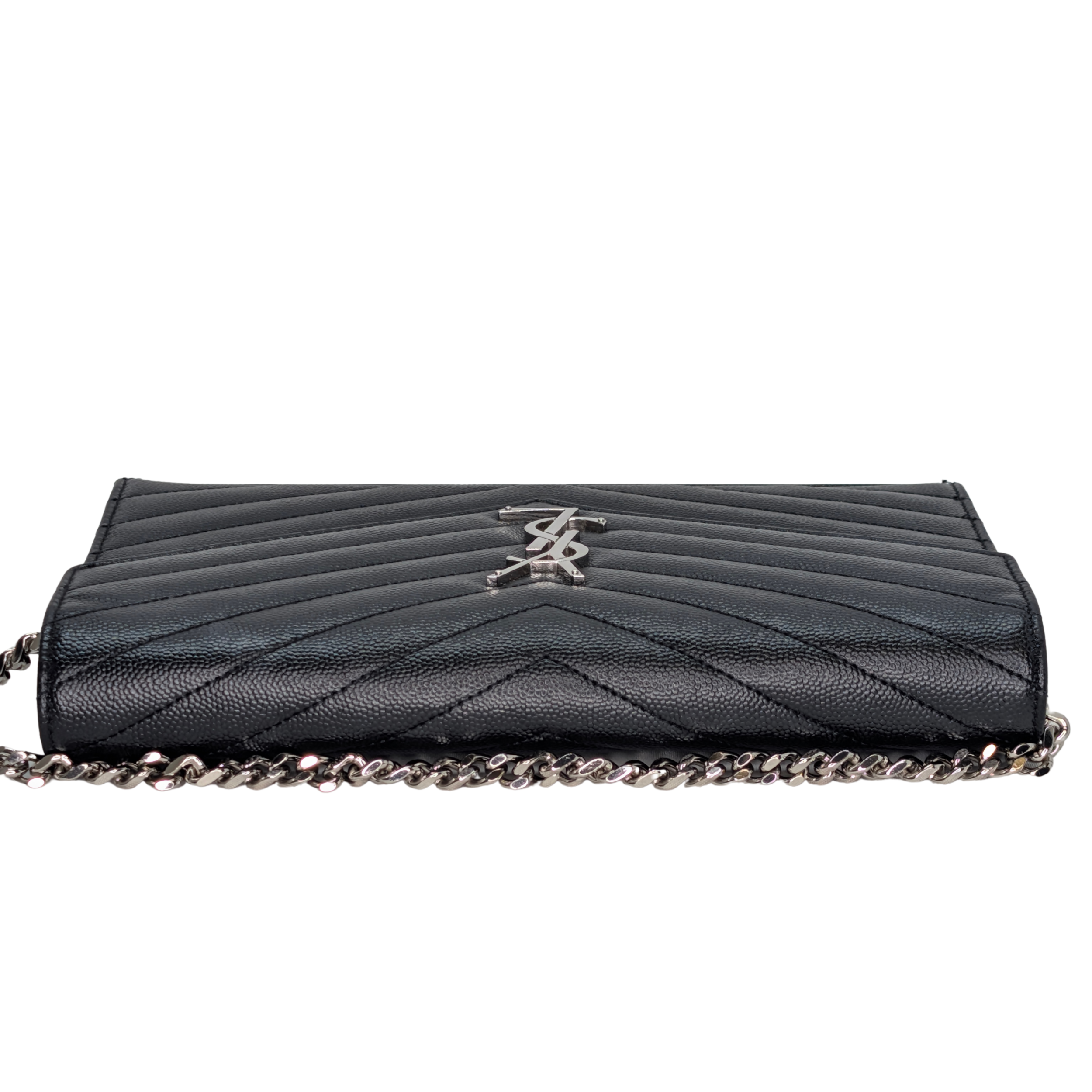 Yves Saint Laurent Cassandra Envelope Wallet on Chain Black