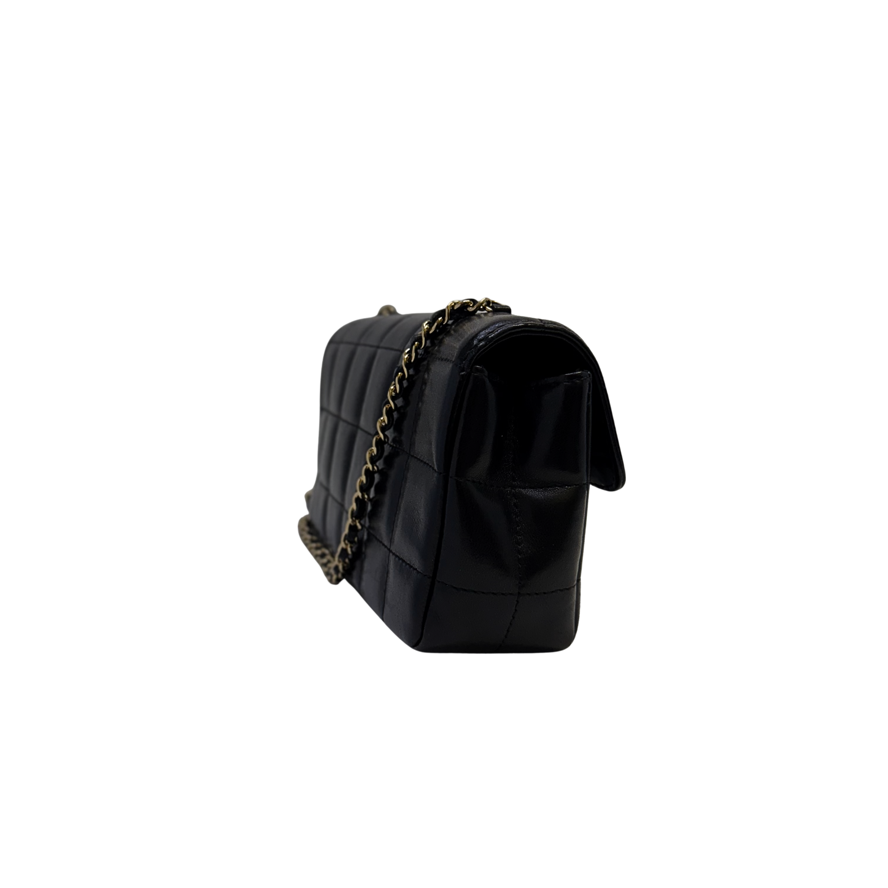 Chanel Bar Quilted Shoulder Bag Leather Black