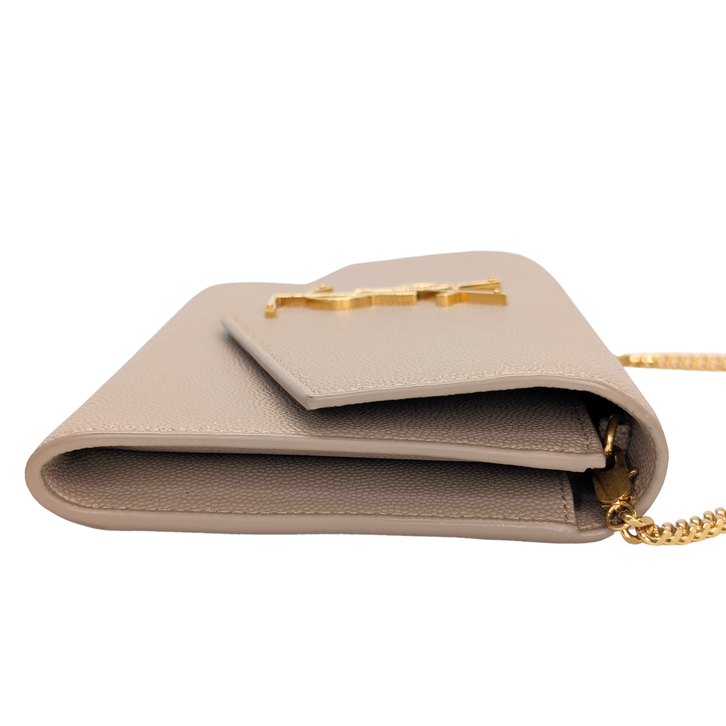 Yves Saint Laurent Uptown Wallet on Chain Dark Beige