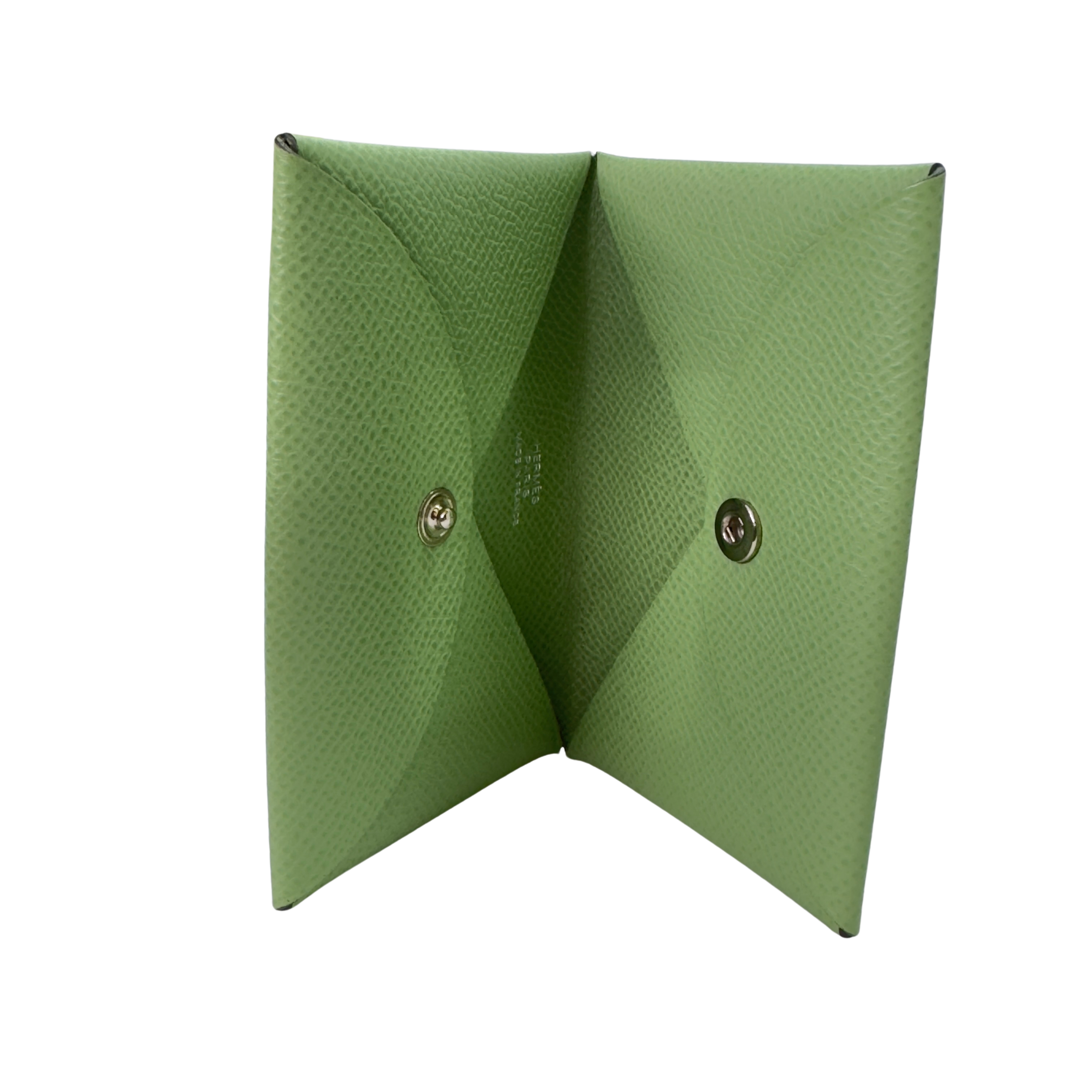 Hermes Calvi Epsom Leather Vert Criquet Wallet Green