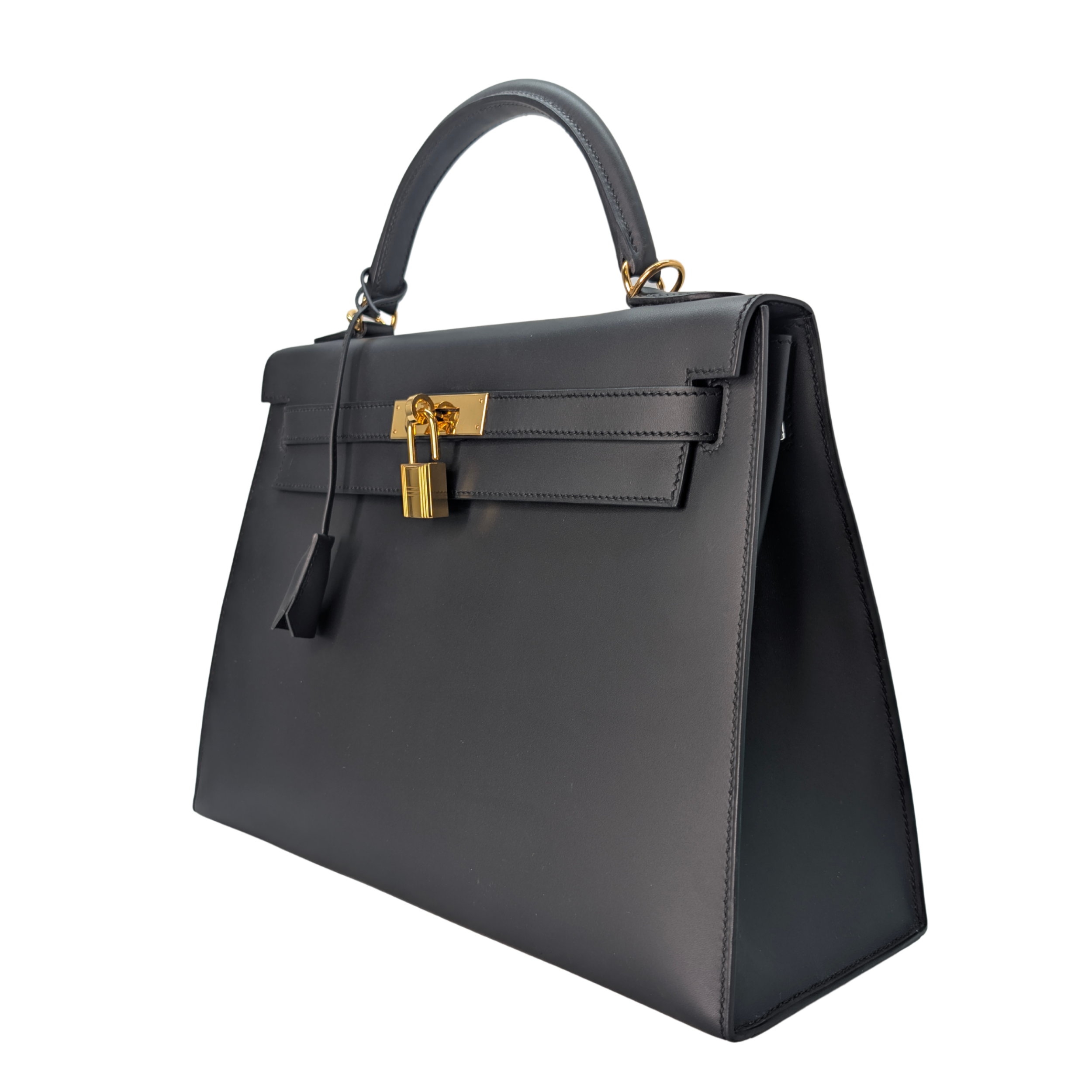 Hermes Kelly 32 Sellier Sombrero Box Leather GHW Matte Black X Stamp