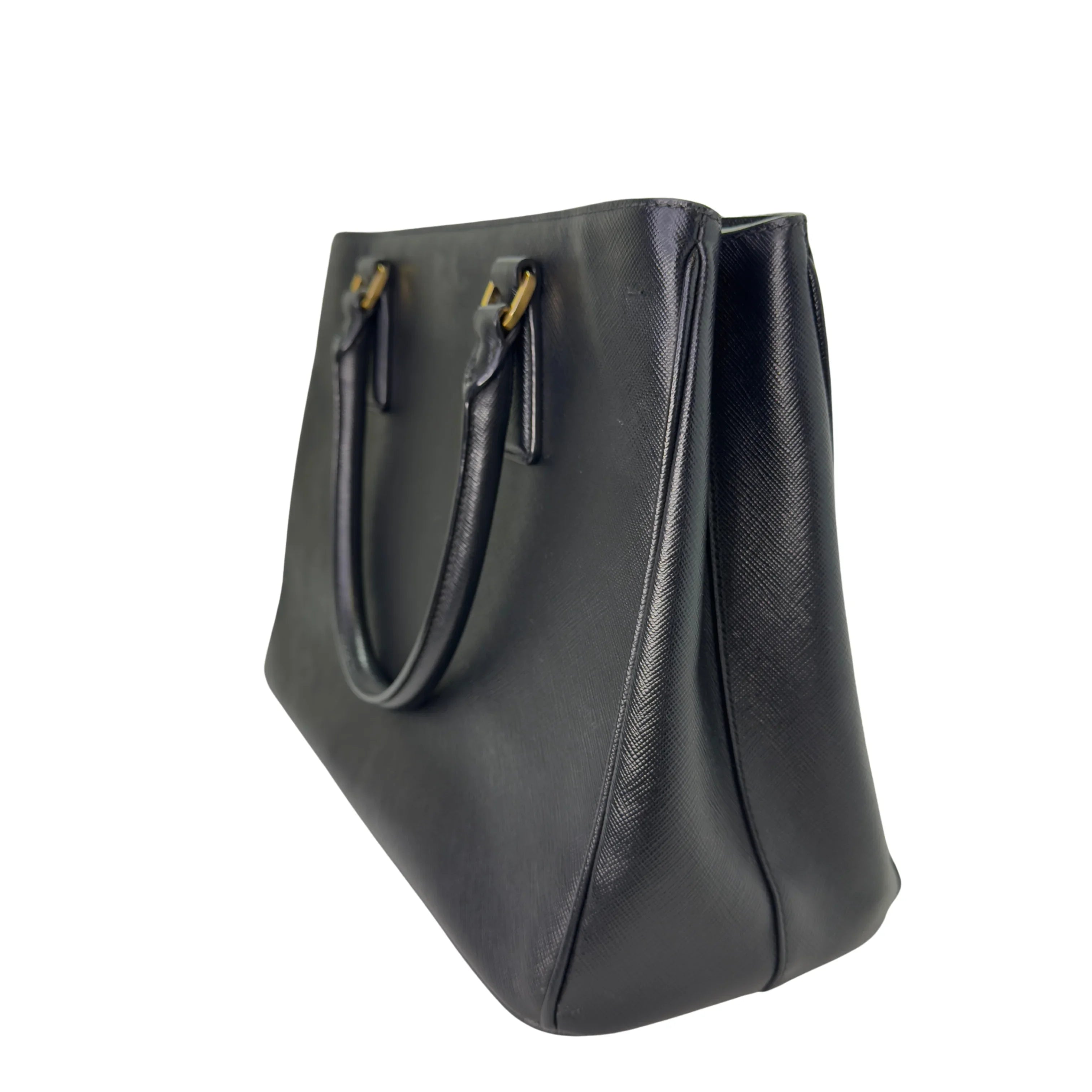 Prada Safiano Lux Medium Tote Bag Black - Lost Designer