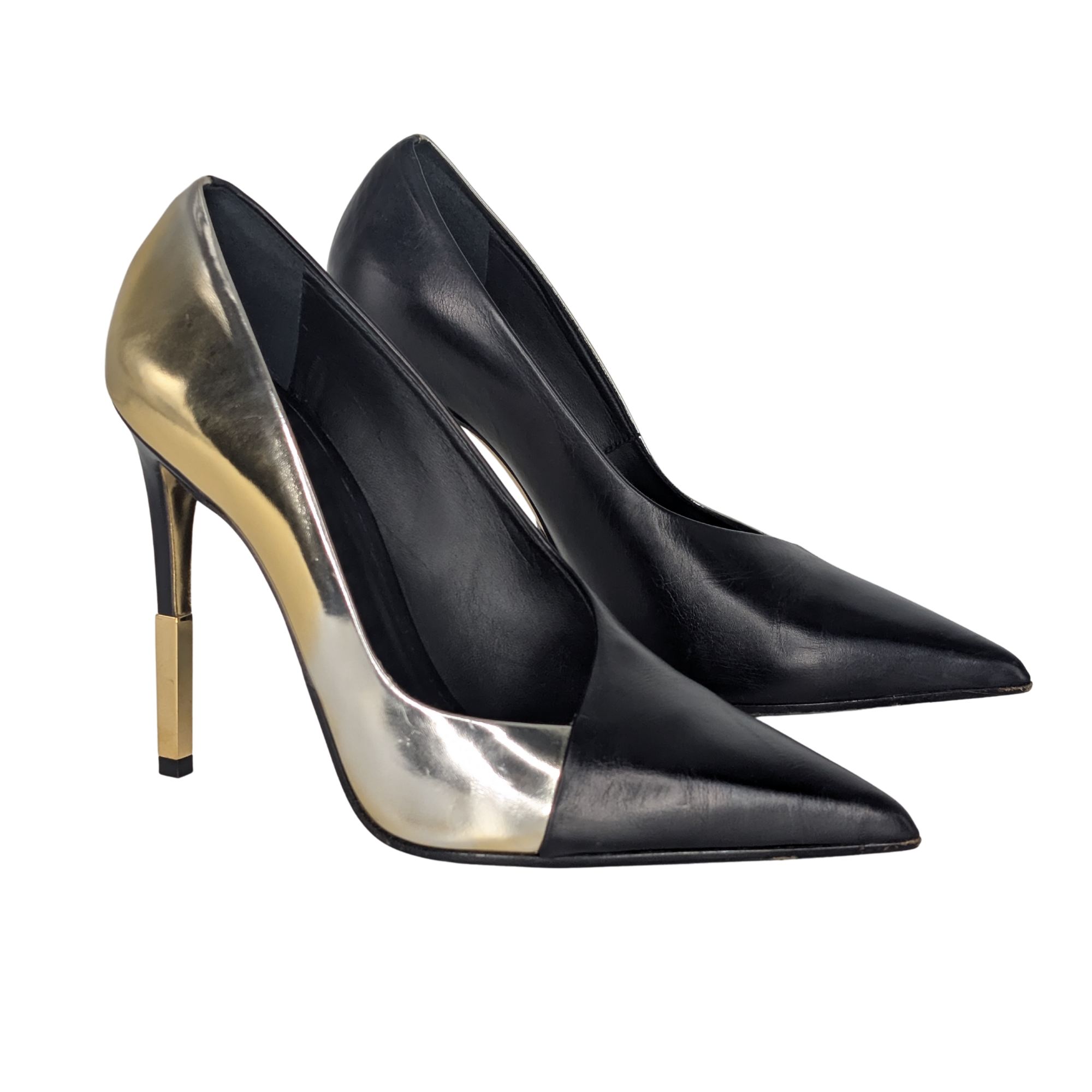 Balmain Pointed Toe Pumps Black/Gold 39
