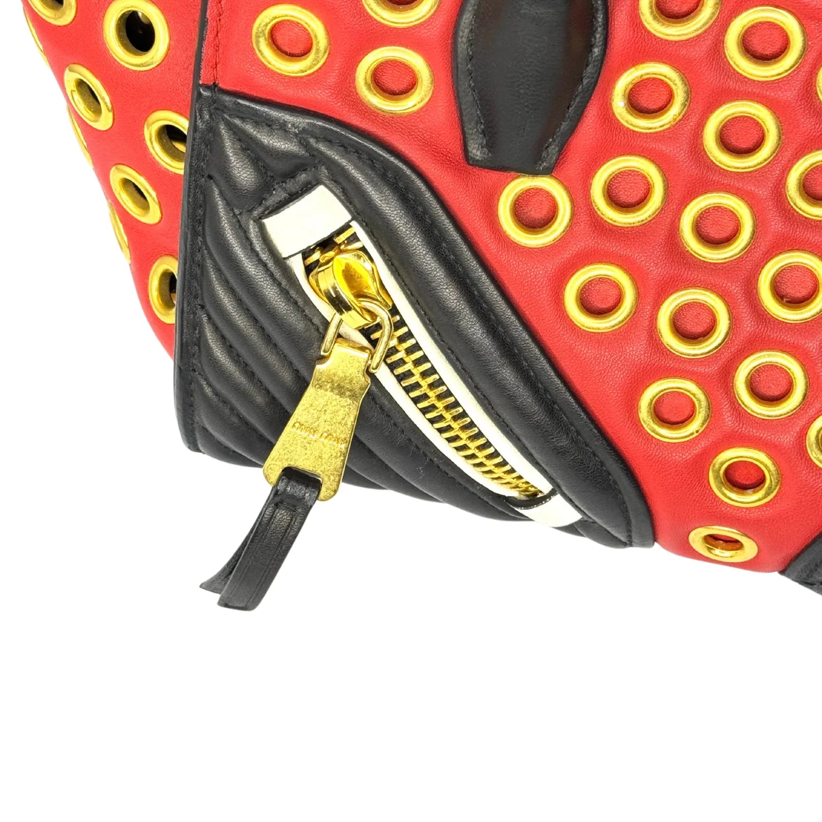 Miu Miu Nappa Biker Bicolor Quilted Leather Bag – Red & Black