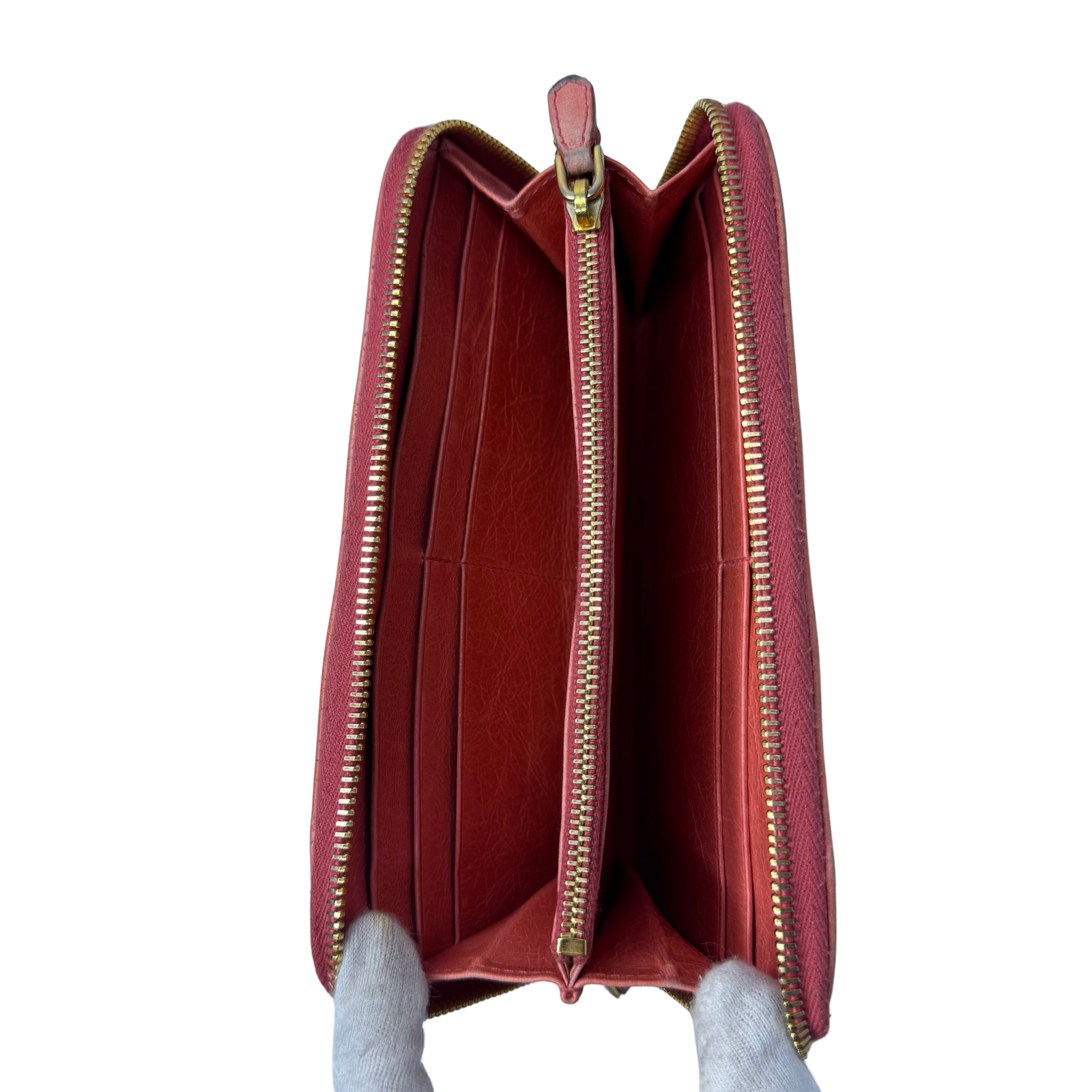 Prada Pink Leather Long Wallet with Zip Coin Compartment