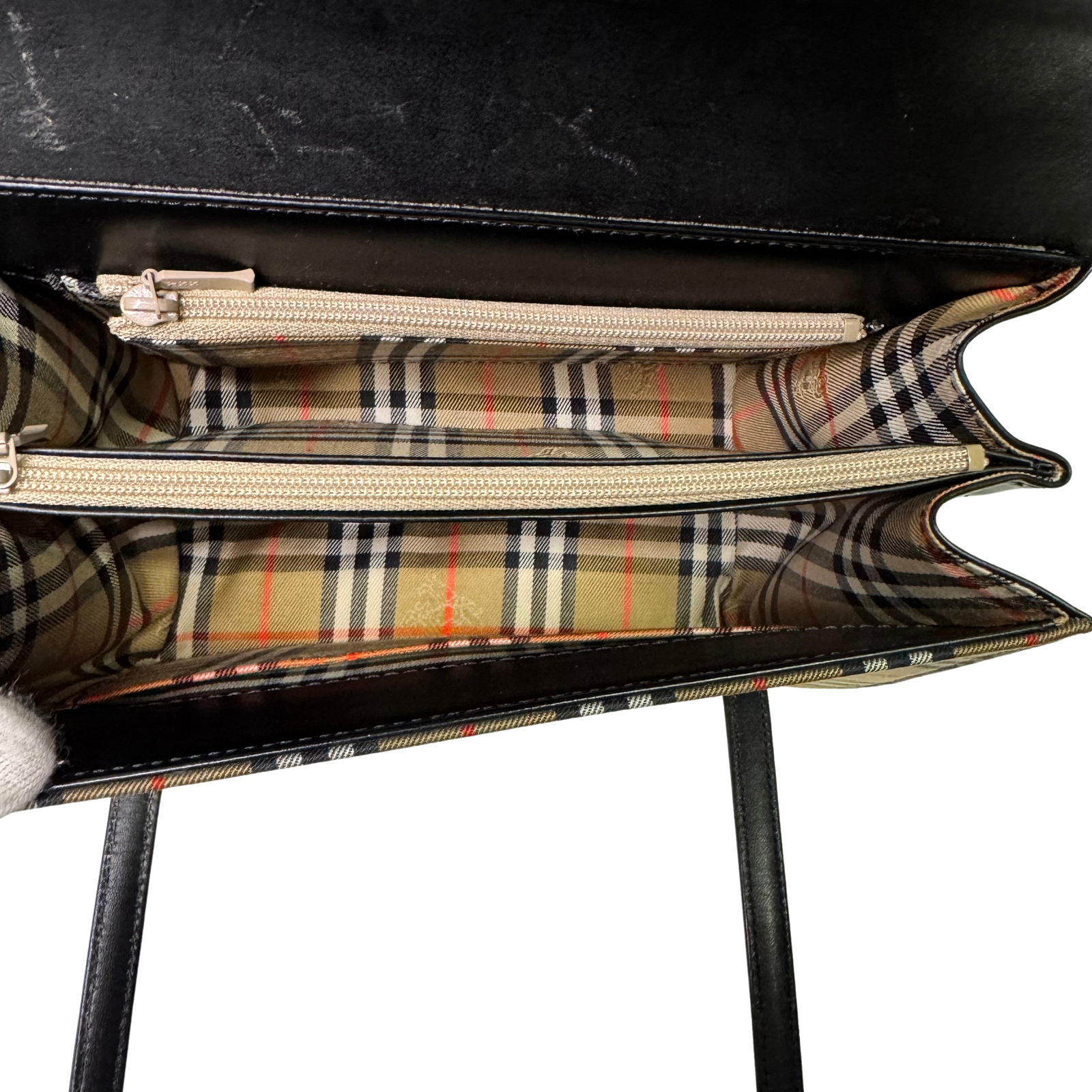 Burberry Nova Check Leather Flap Shoulder Bag