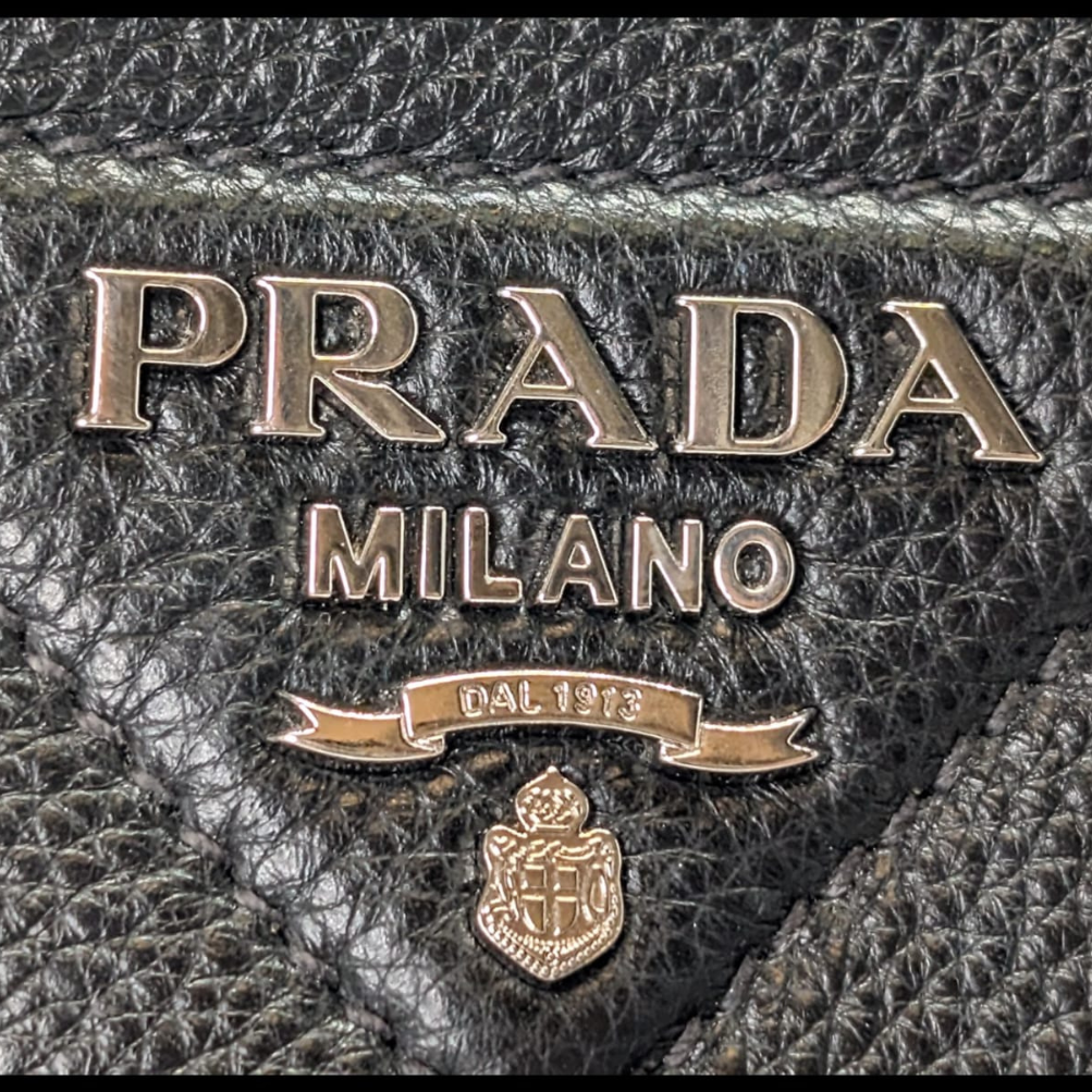 Prada Daino Soft Medium Dynamique Tote Bag Black