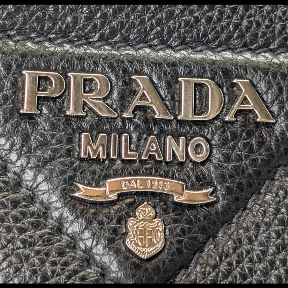 Prada Daino Soft Medium Dynamique Tote Bag Black - Lost Designer