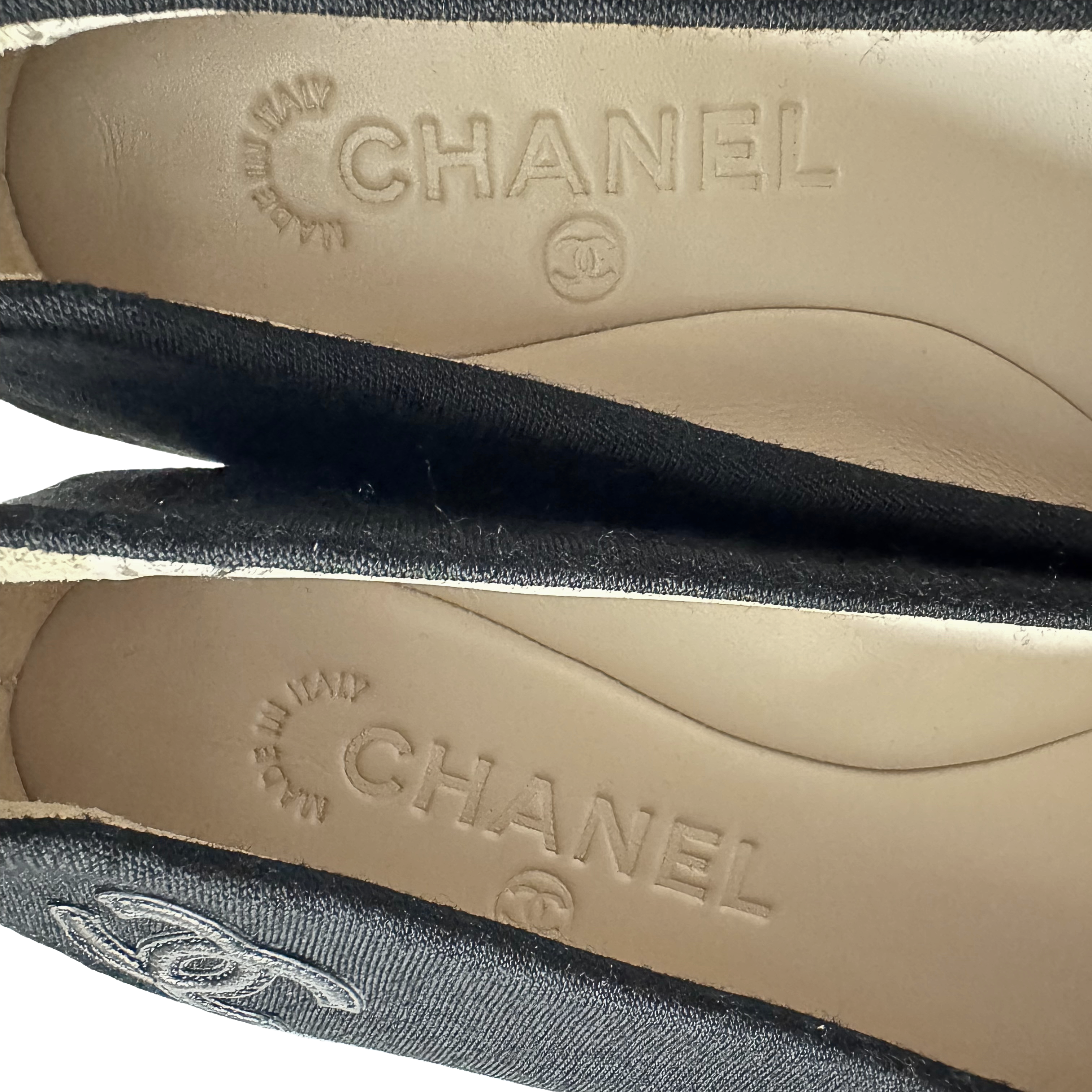 Chanel Ballet Flats Canvas Black 37.5