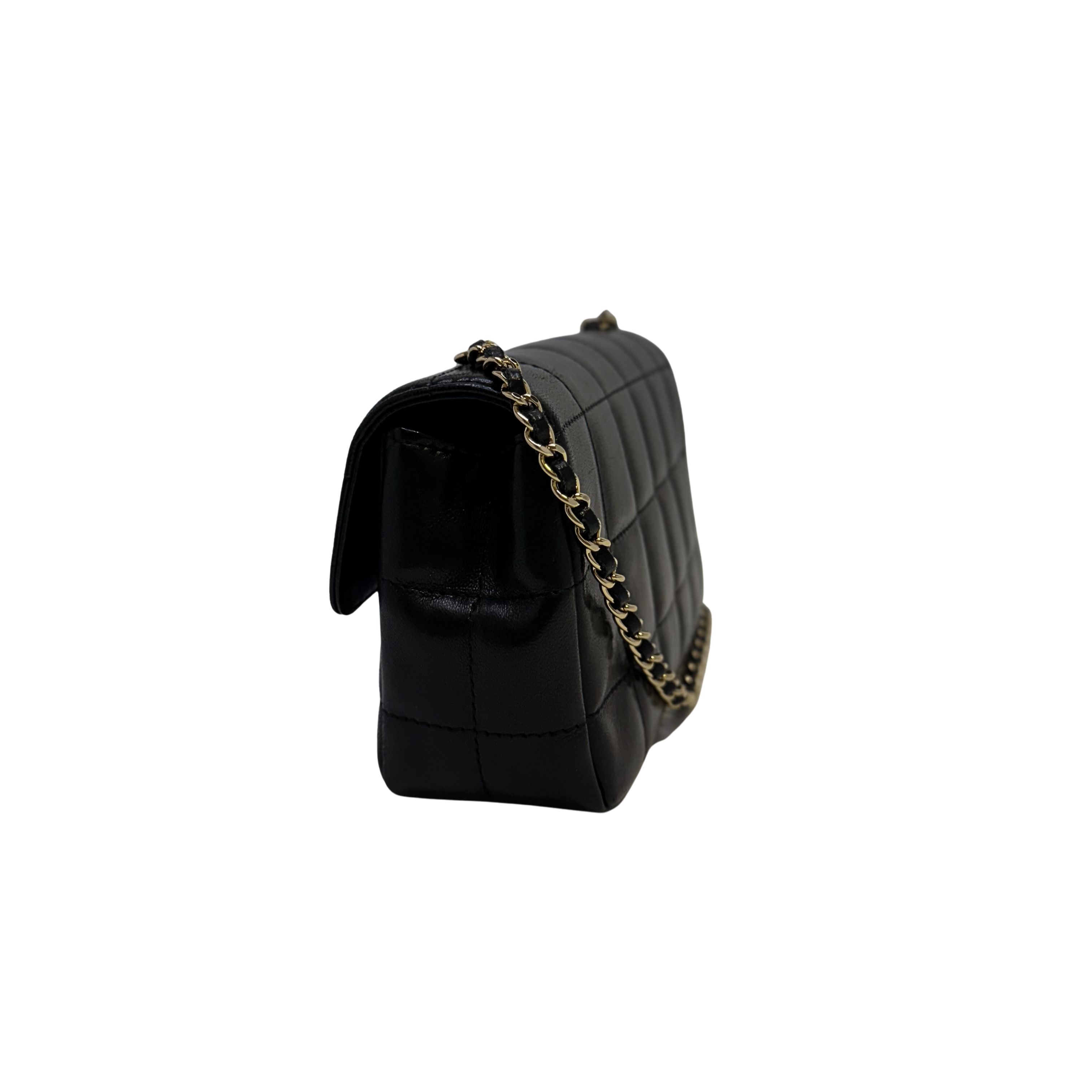 Chanel Bar Quilted Shoulder Bag Leather Black