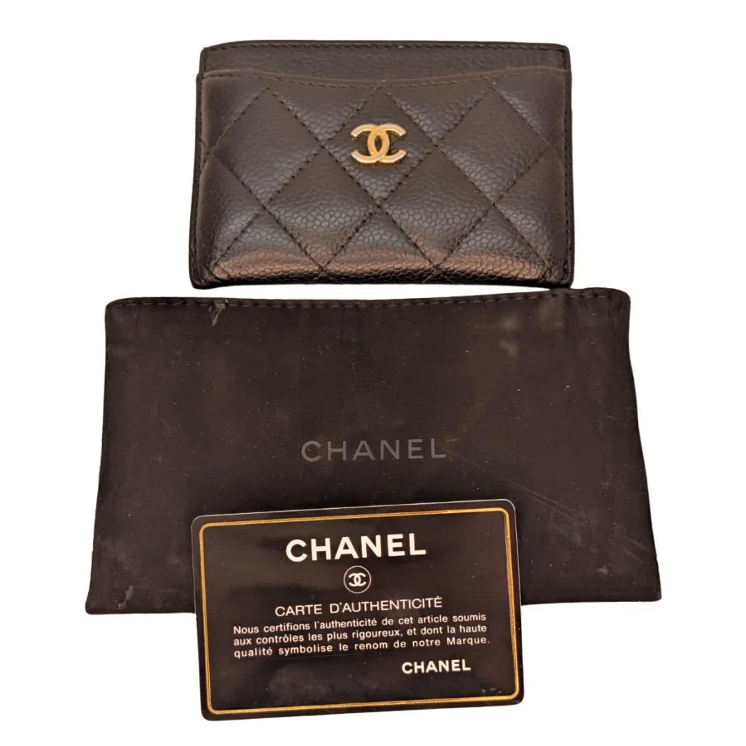 Chanel Classic Black Card Holder Black - Lost Designer