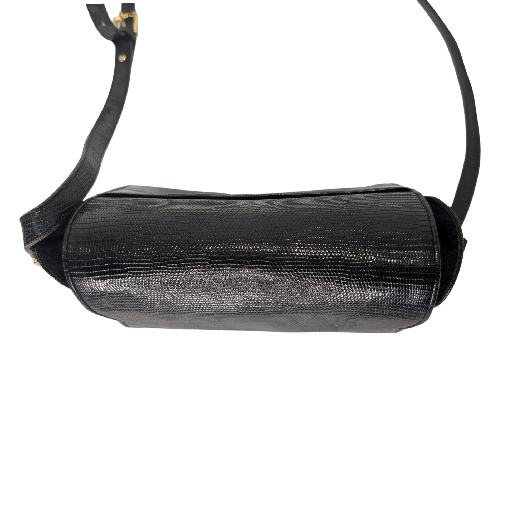 Saint Laurent Black Lizard Embossed Crossbody/Shoulder Bag