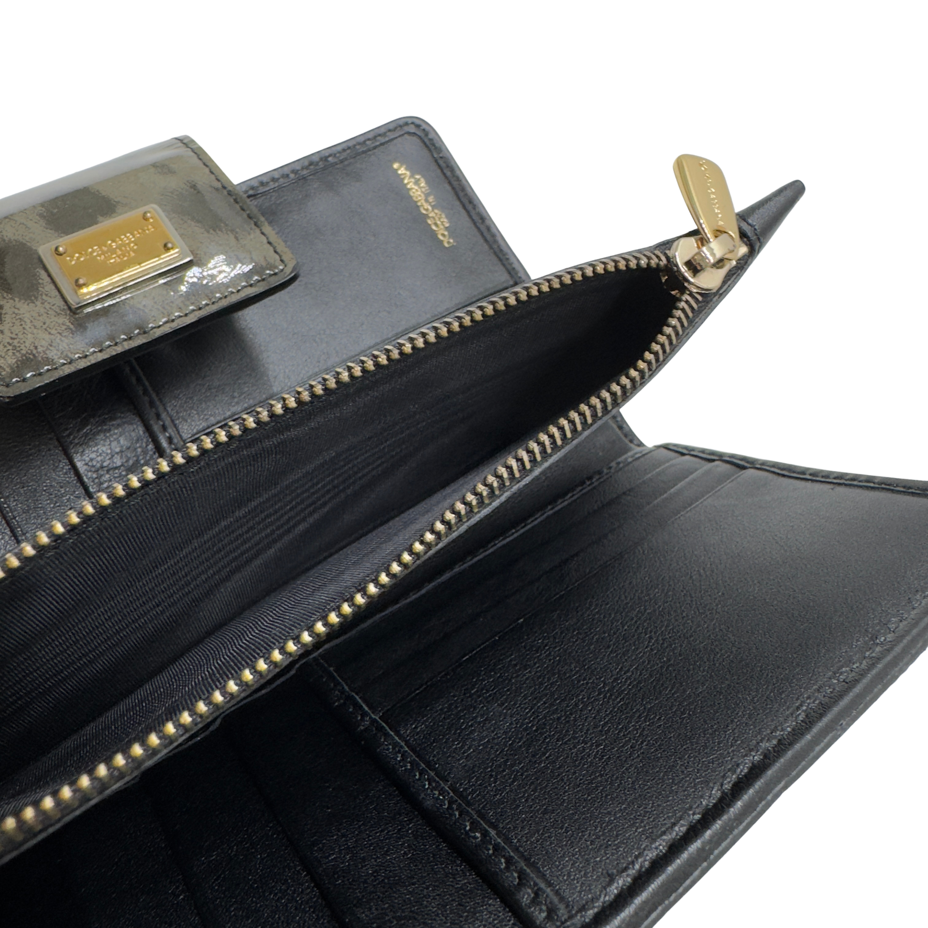 Dolce & Gabbana Leopard Print Leather Wallet Khaki