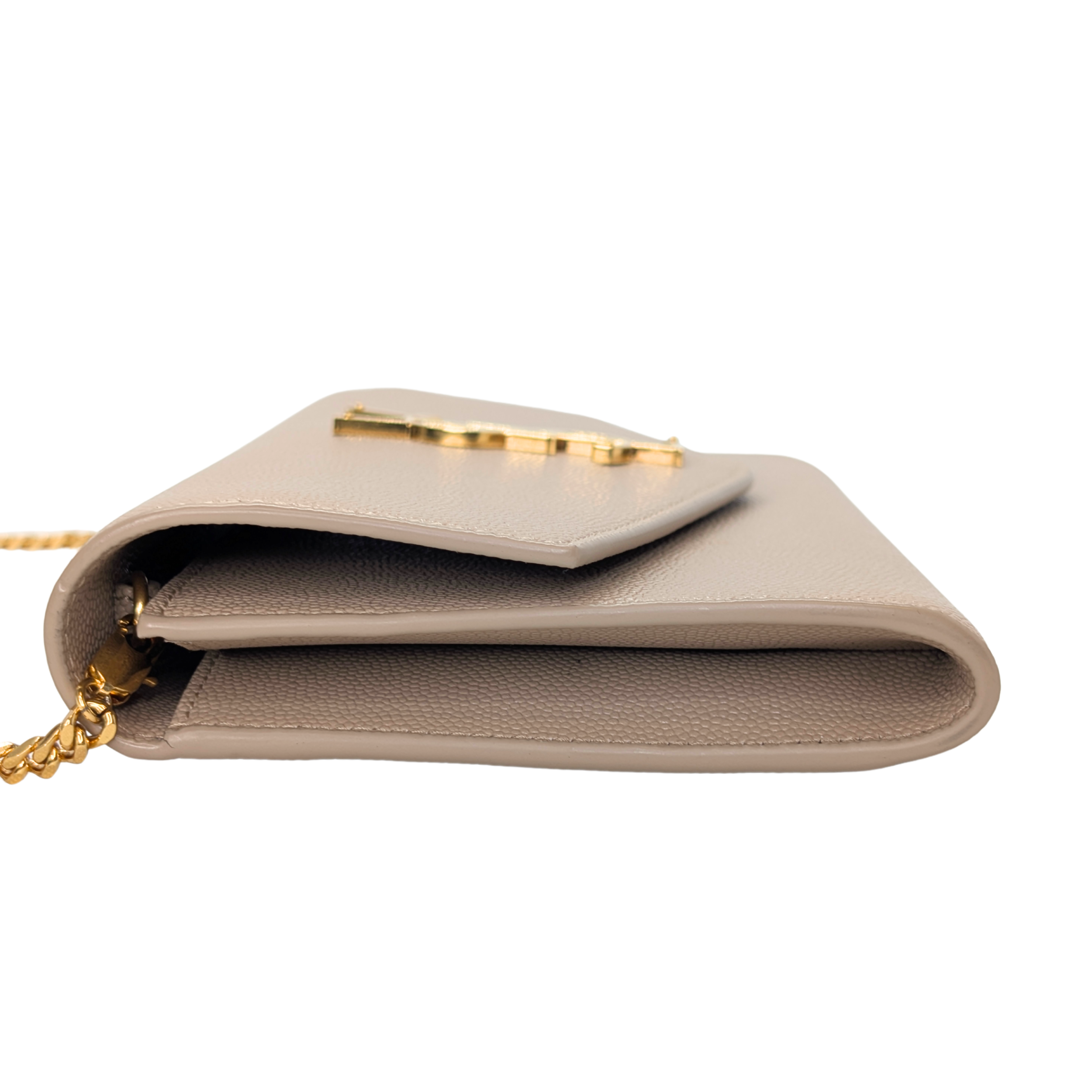 Yves Saint Laurent Uptown Wallet on Chain Dark Beige