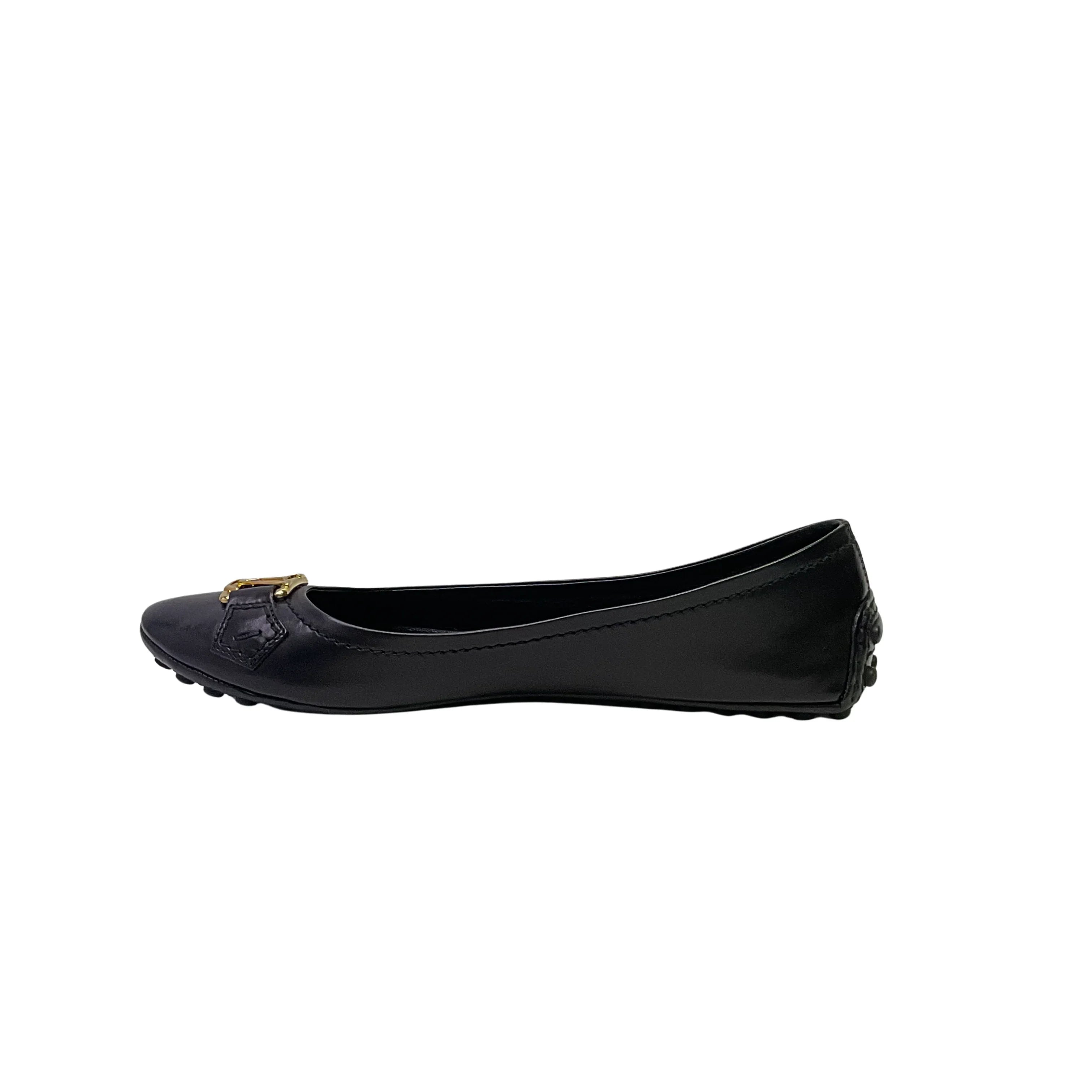 Louis Vuitton Leather Ballet Flats Black 37 - Lost Designer