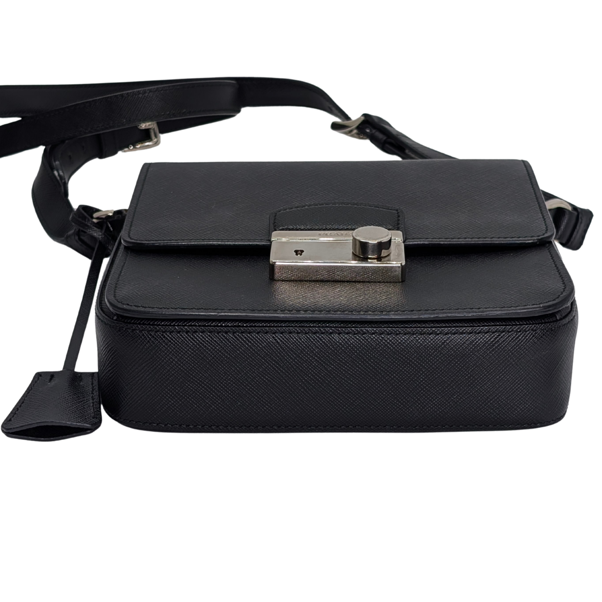 Prada Saffiano Lux Crossbody Bag Black