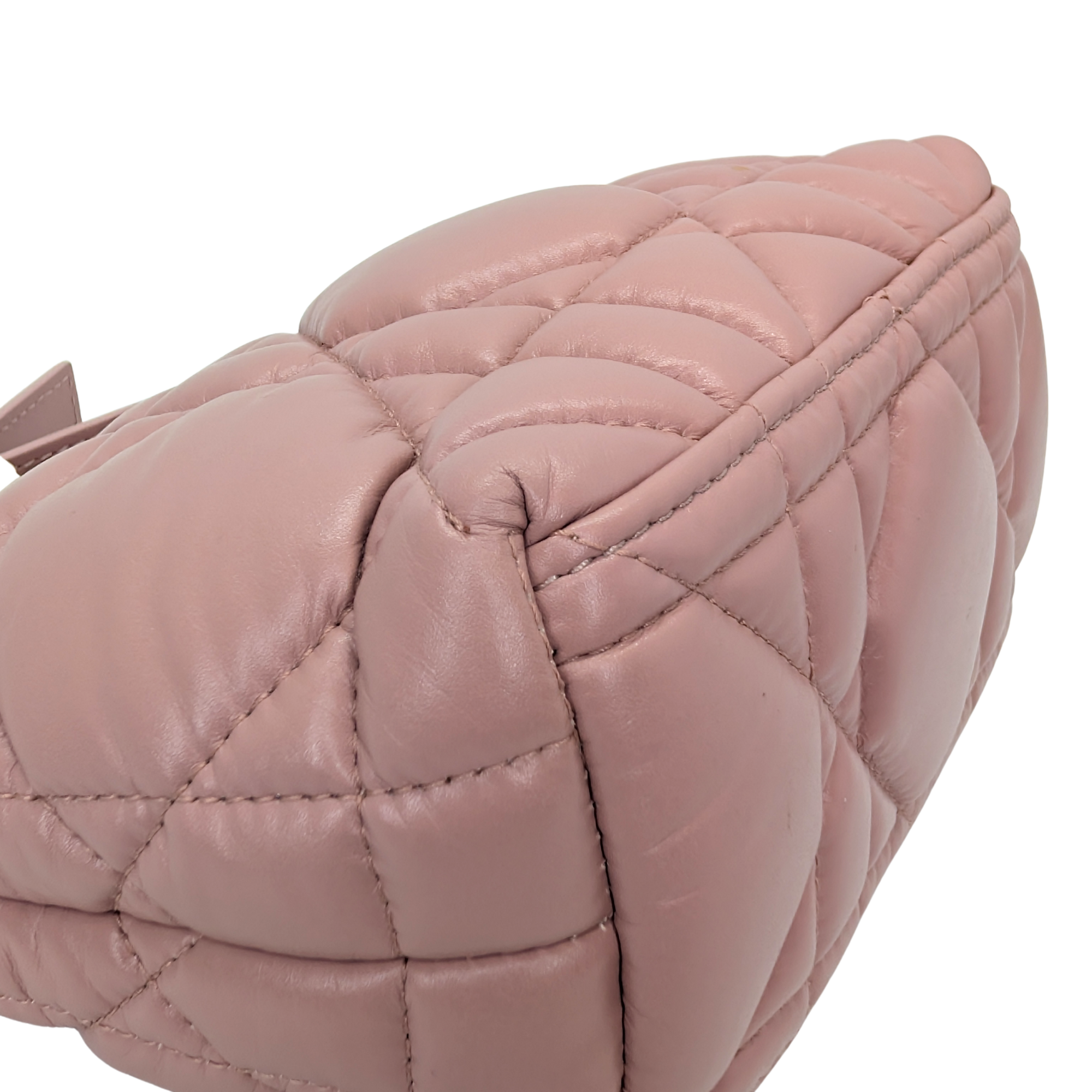 Dior Macrocannage Nomad Travel Pouch Bag Calfskin Pink