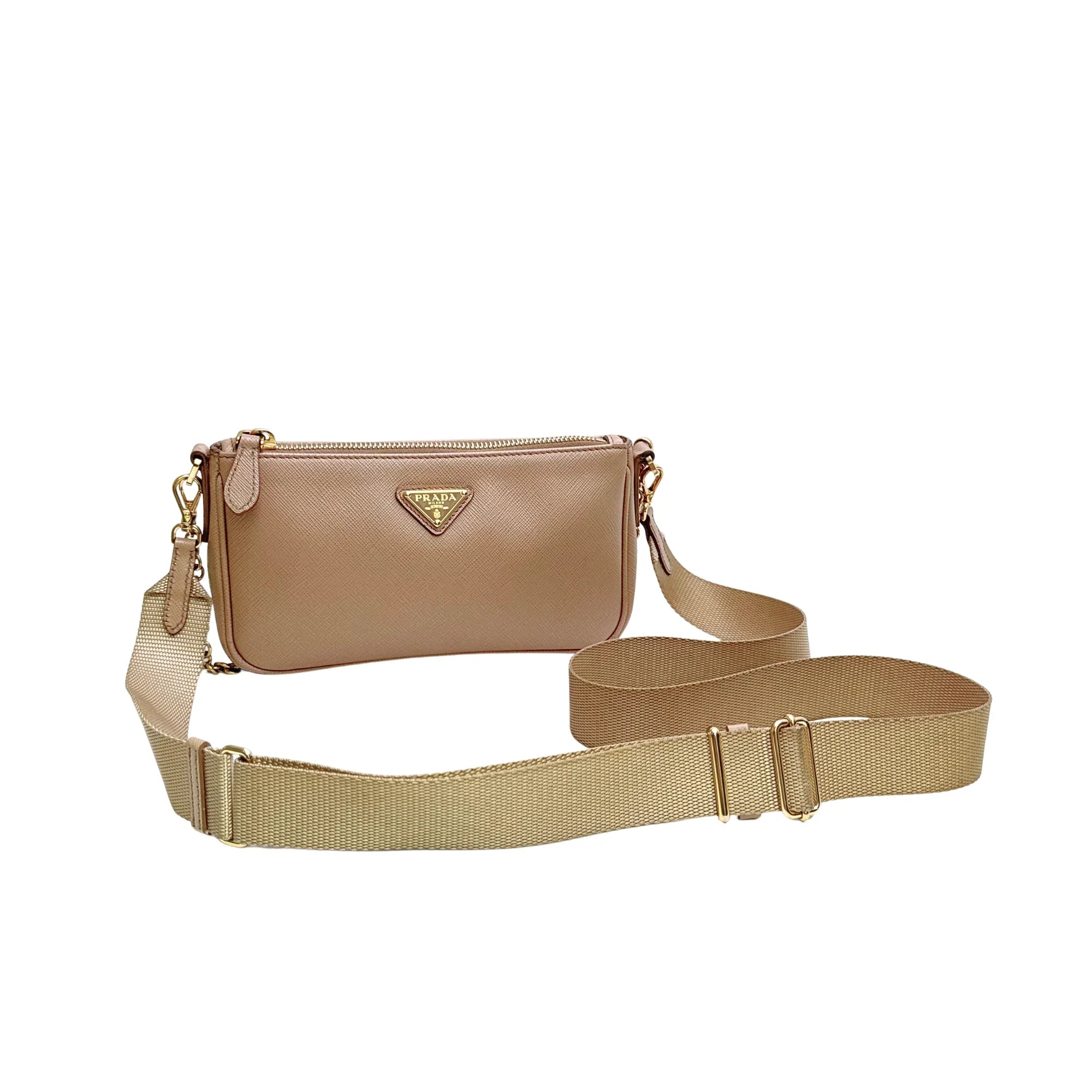 Prada Re-edition Crossbody Bag Leather Beige - Lost Designer