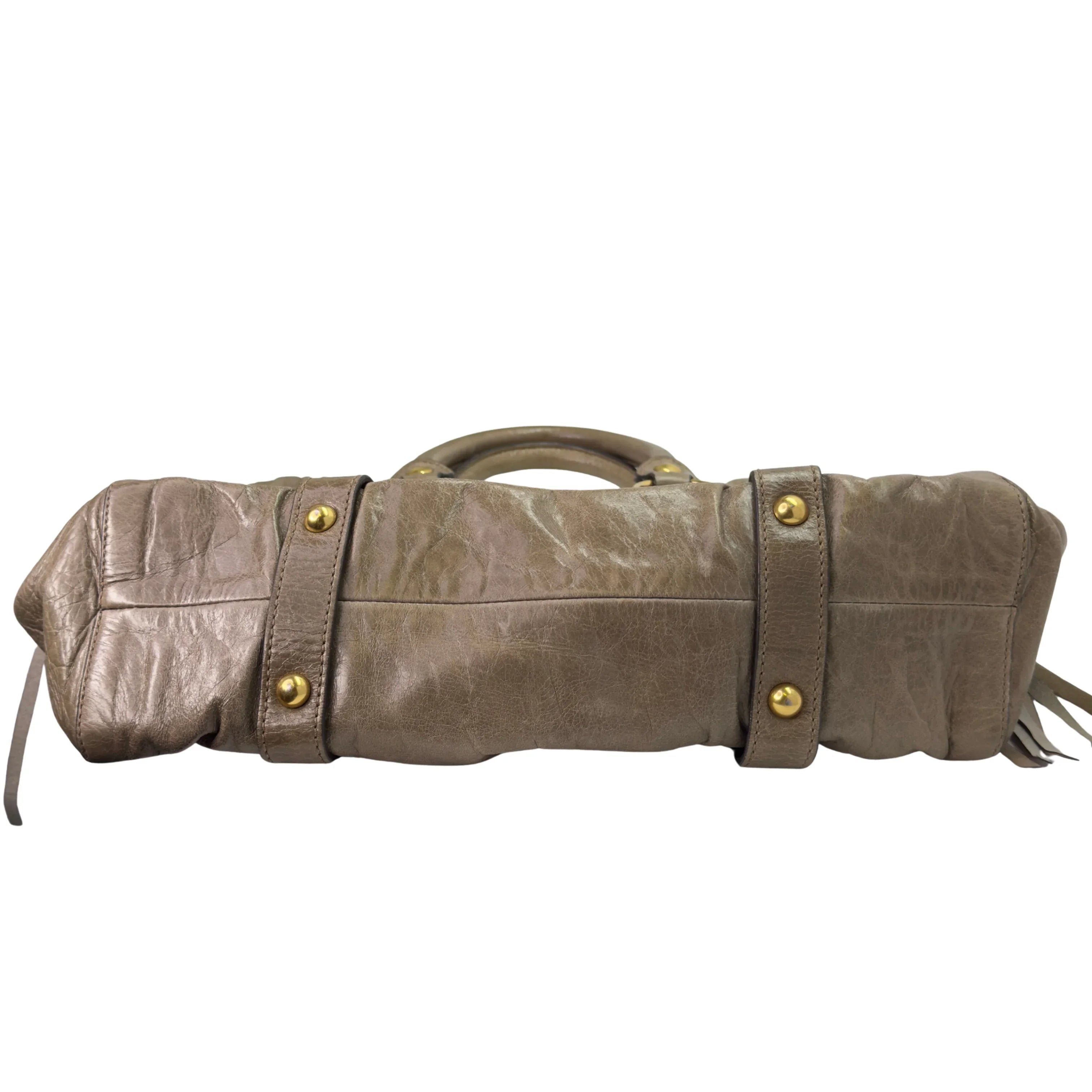 Miu Miu Vitello Tote Bag Medium Leather Beige - Lost Designer
