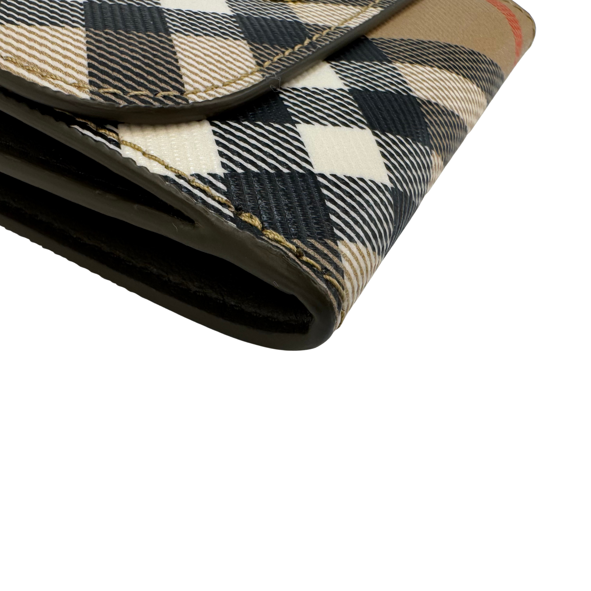 Burberry Check Coin Card Case Wallet Beige