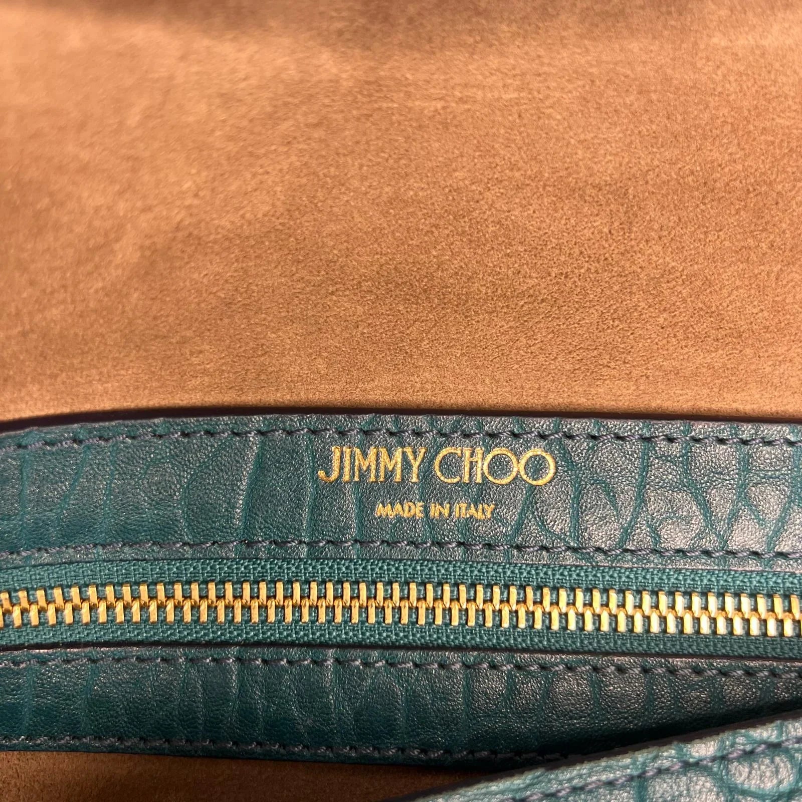 Jimmy Choo Lockett/XB Medium Bag – Teal Leather & Leopard Pony Hair