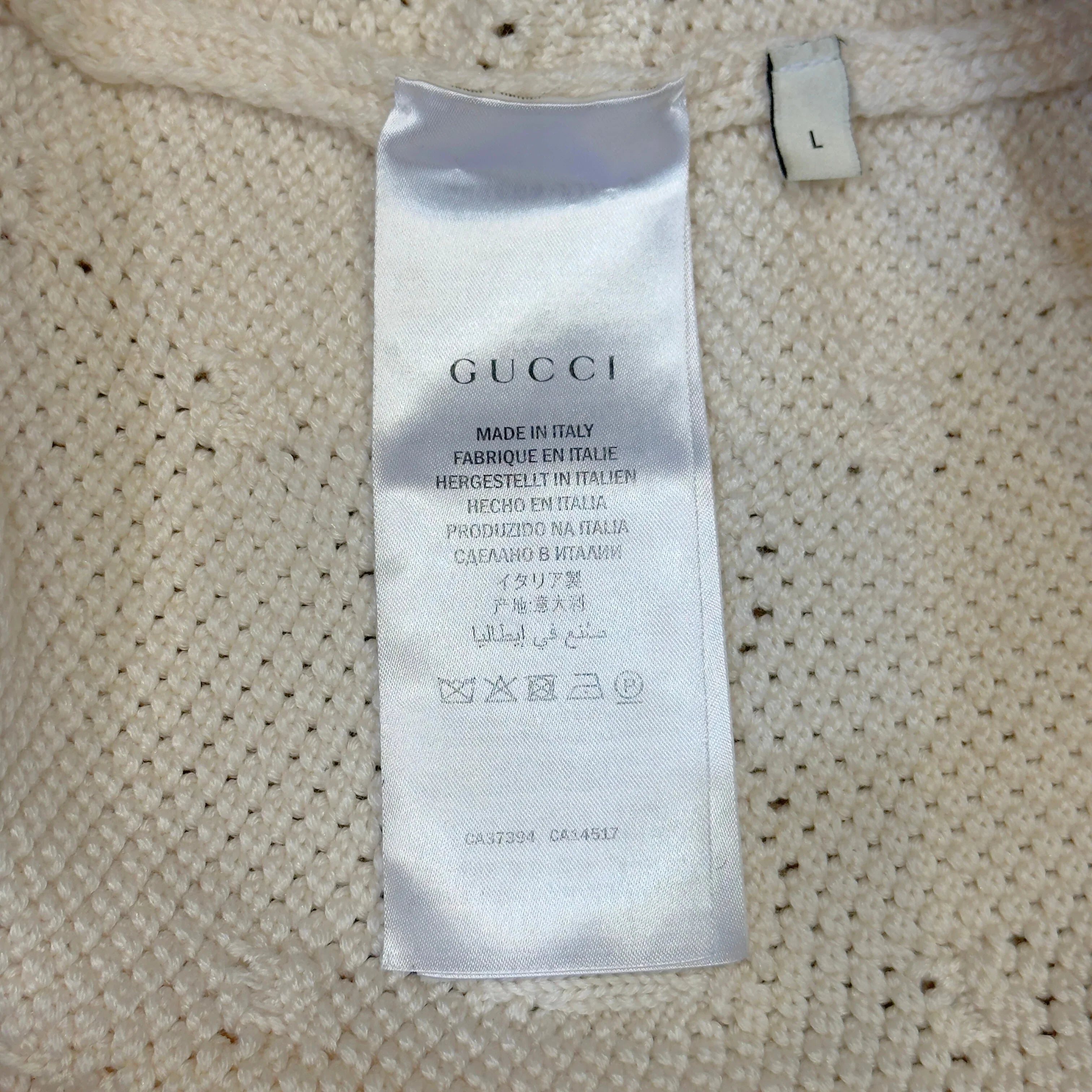 Gucci Striped Knit Cardigan Wool White Large - Lost Designer