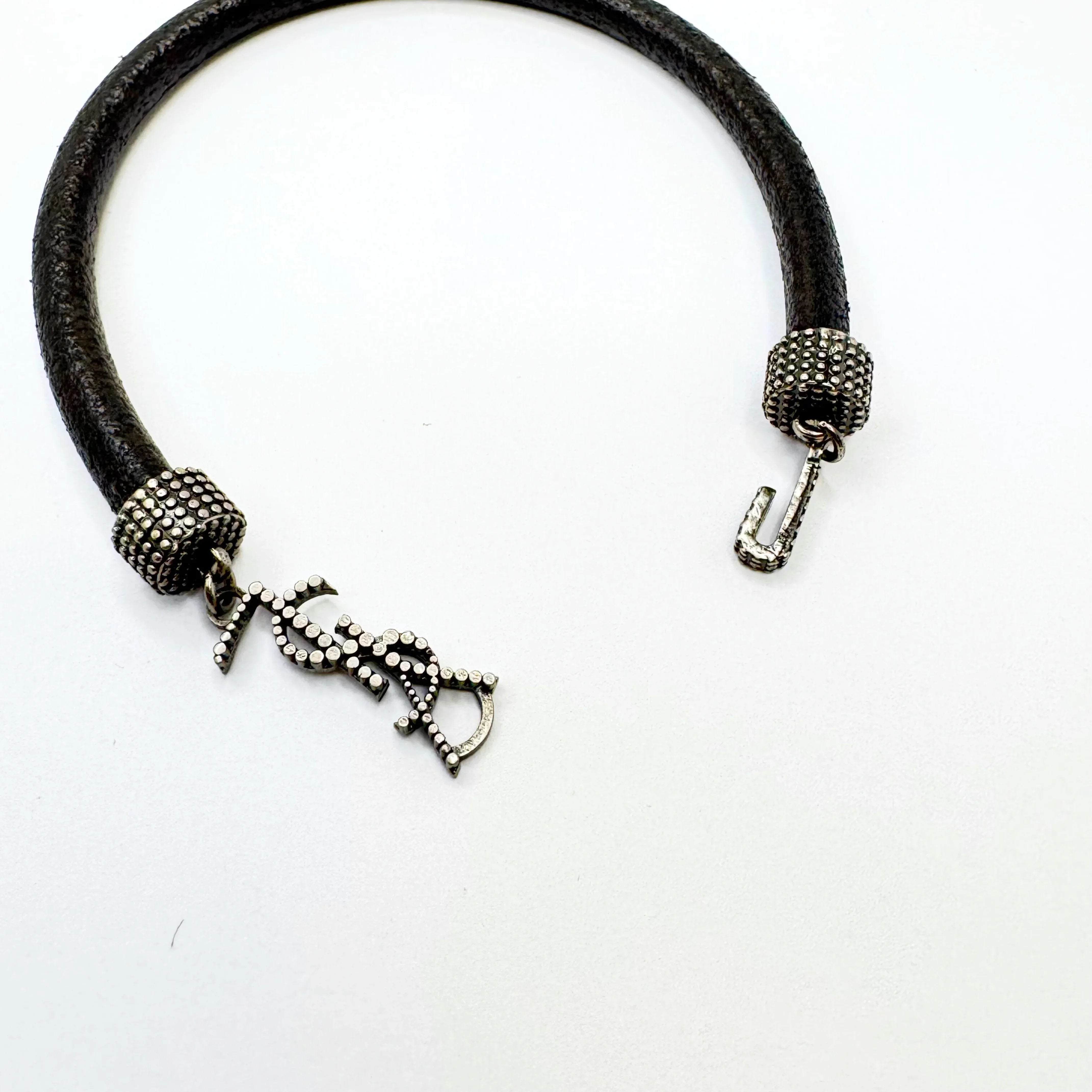 Yves Saint Laurent YSL Textured Leather Bracelet