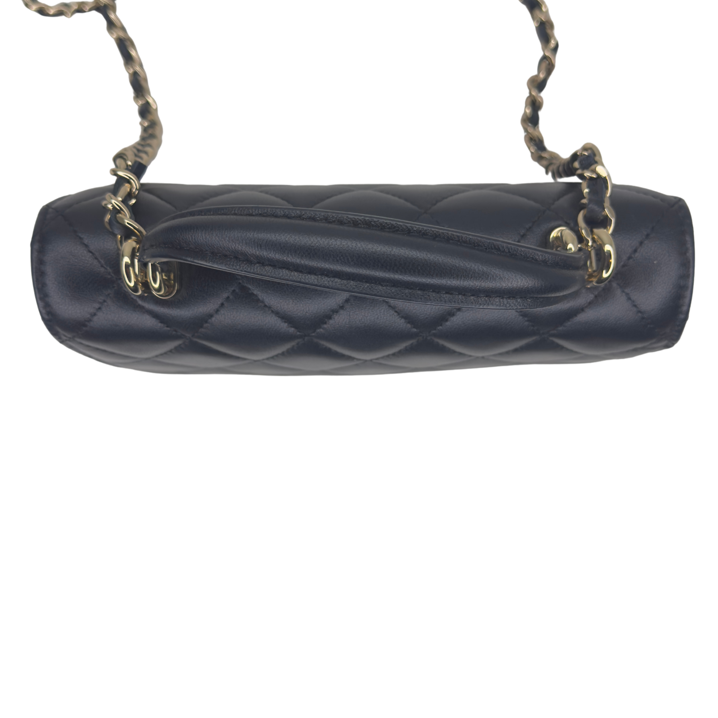 Chanel Top Handle Phone Holder on Chain Lambskin Black