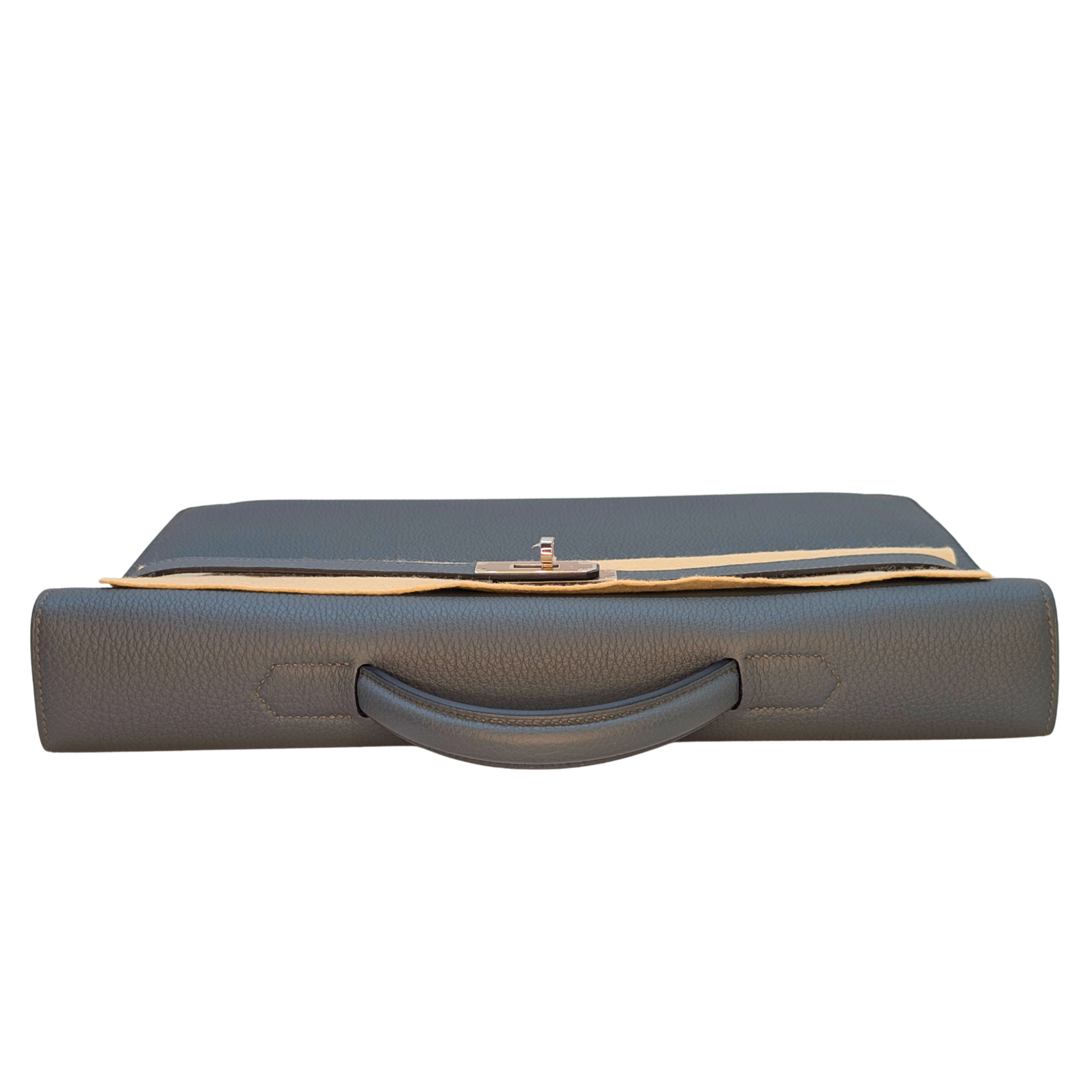 Hermès Kelly Dépêches 36 Briefcase Bag Bleu Orage Togo SHW Z Stamp